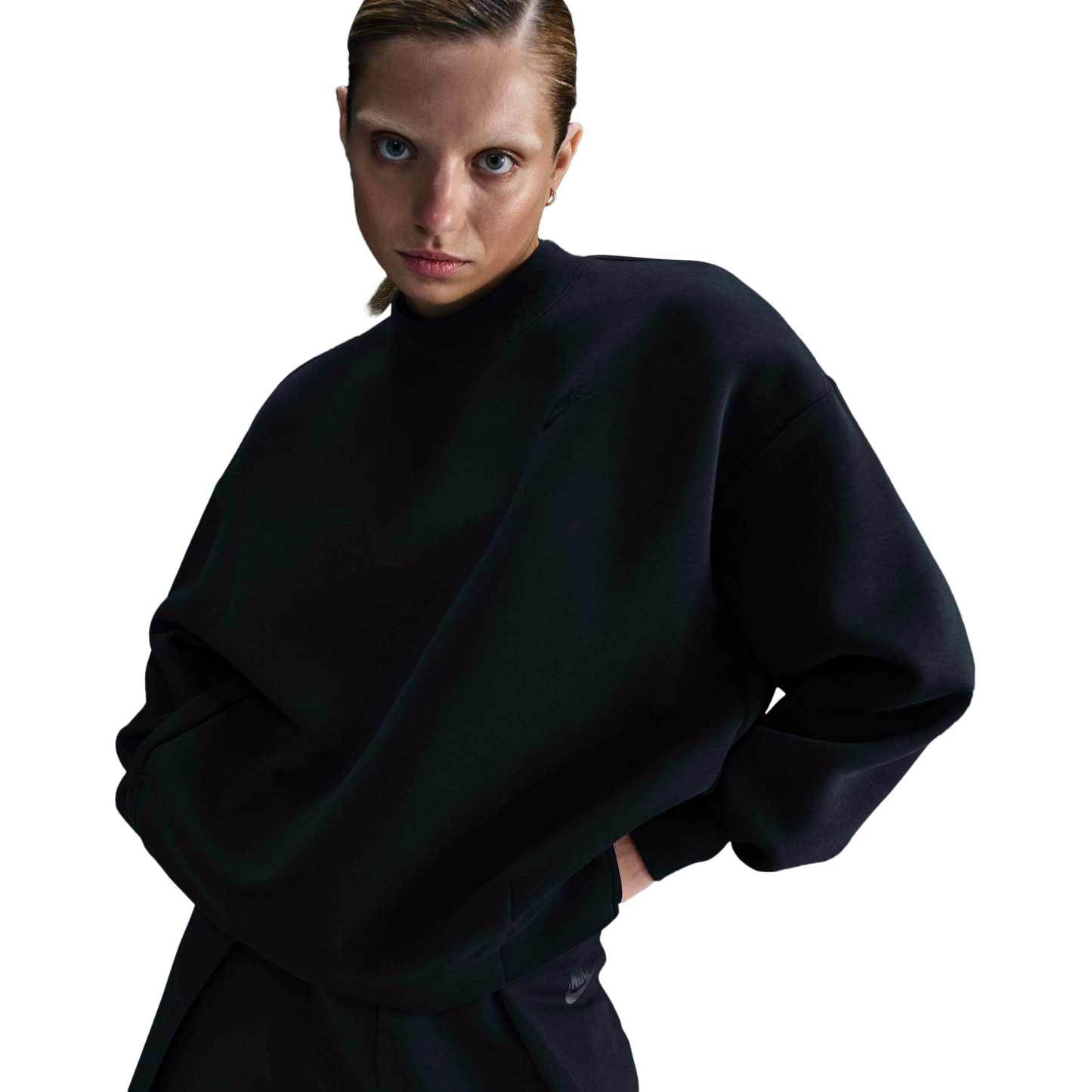 Nike Tech Fleece Oversized Crew - Women's - Black/Black
