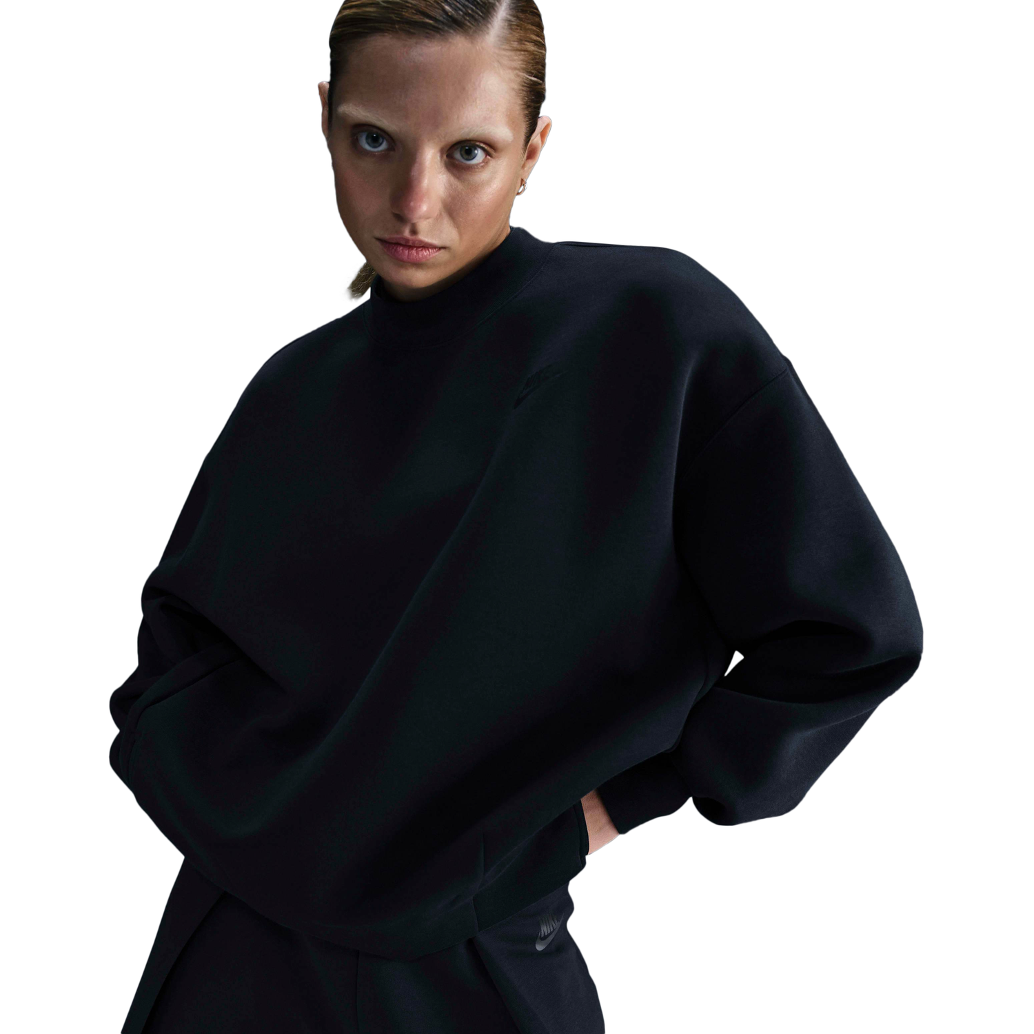 Nike Tech Fleece Oversized Crew - Women's - Black/Black