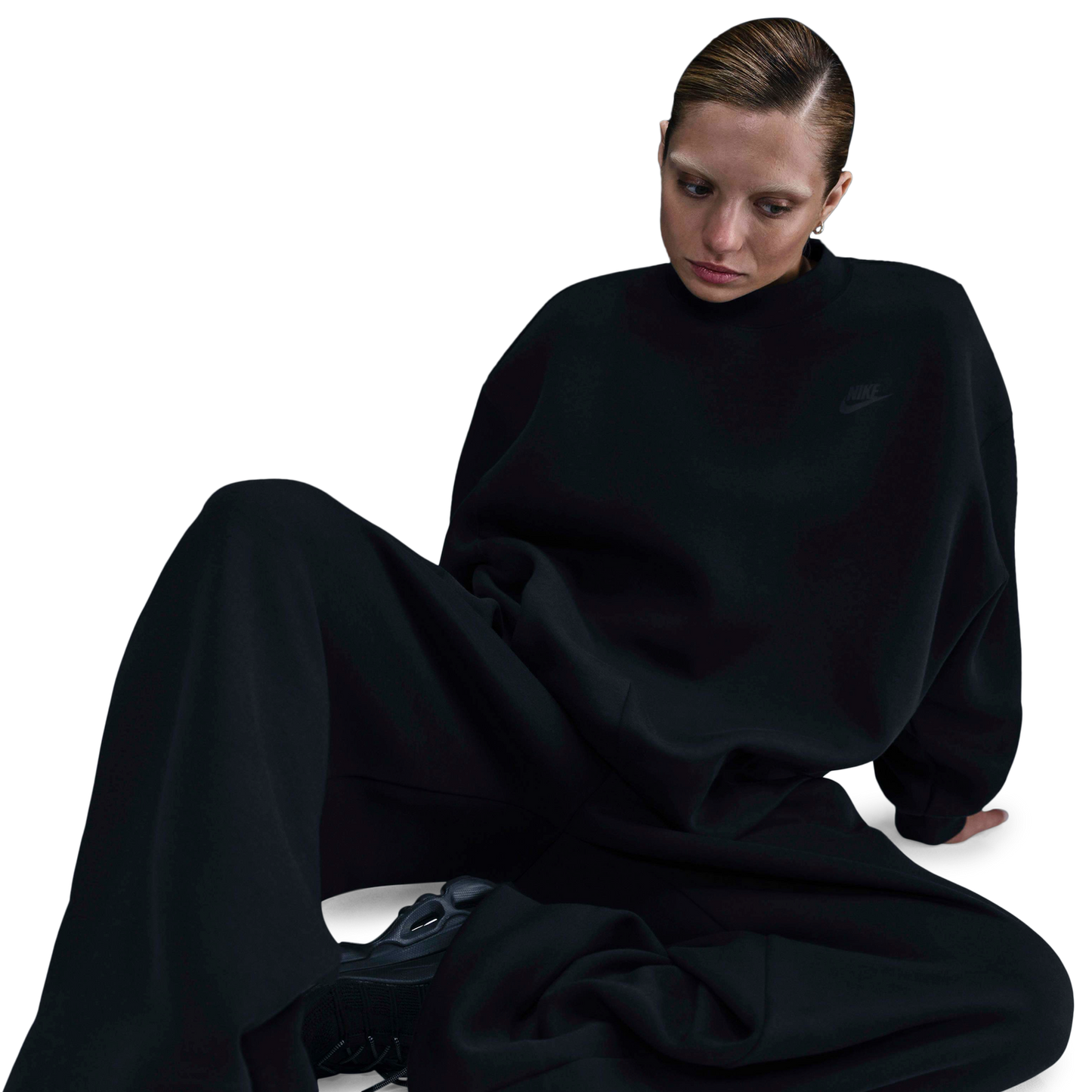 Nike Tech Fleece Oversized Crew - Women's - Black/Black