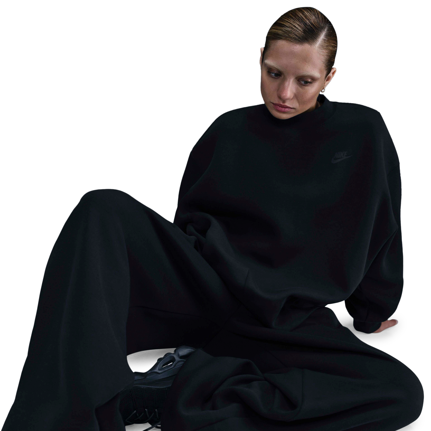Nike Tech Fleece Oversized Crew - Women's - Black/Black