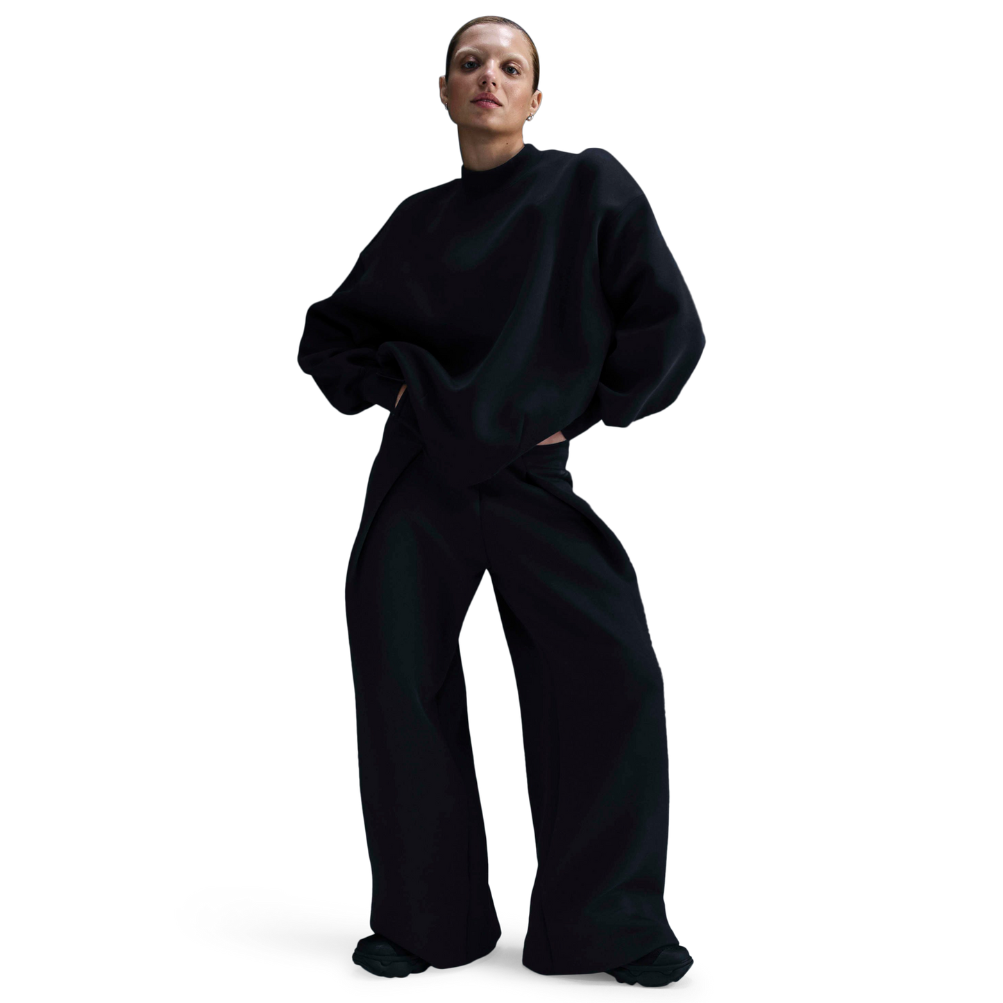 Nike Tech Fleece Oversized Crew - Women's - Black/Black