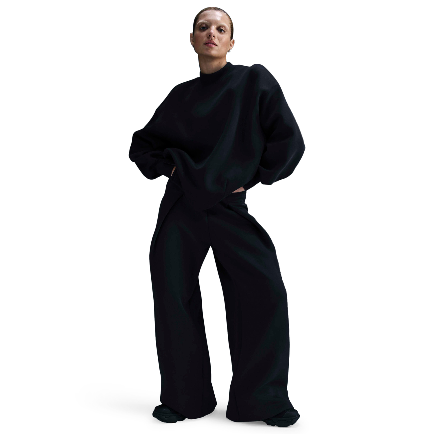 Nike Tech Fleece Oversized Crew - Women's - Black/Black