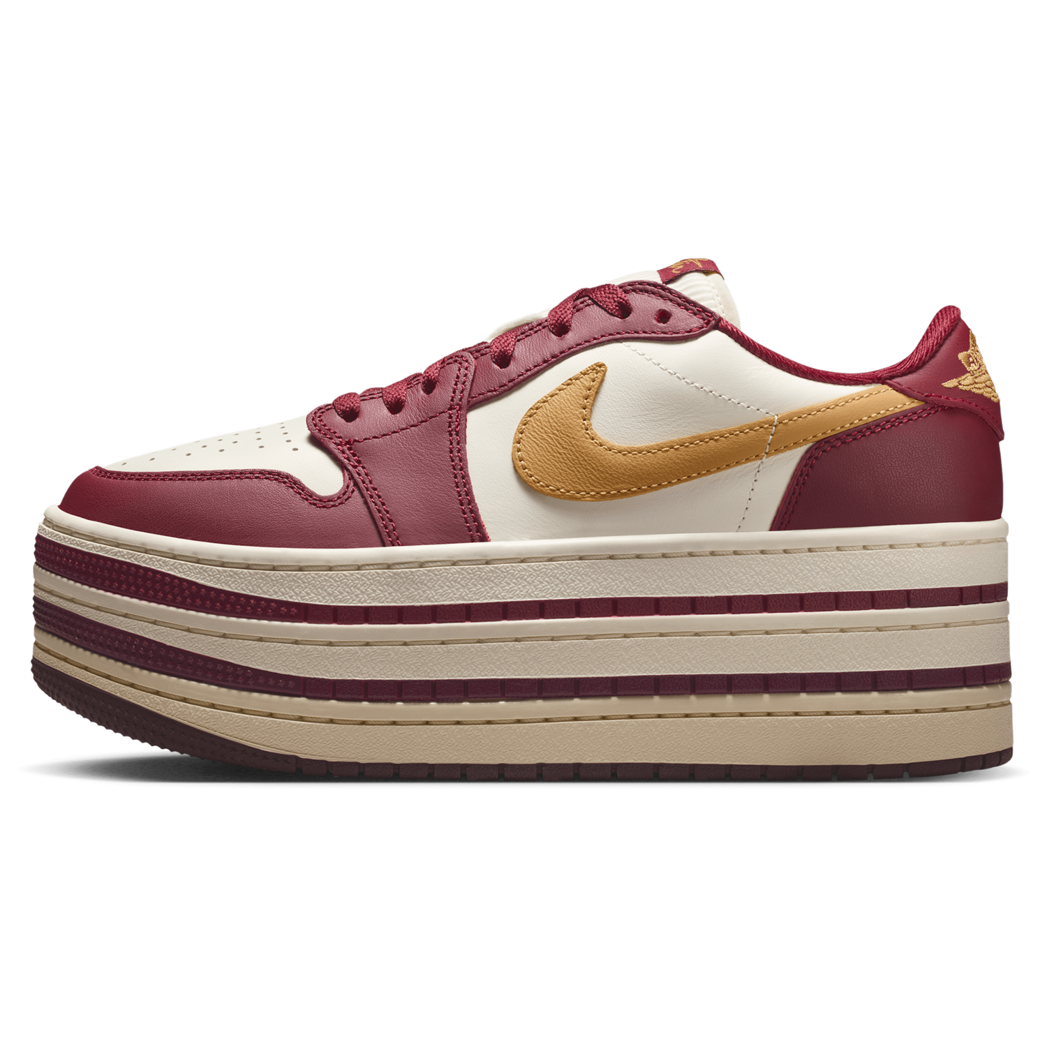 Jordan Air Jordan 1 Triple Stack - Women's - Team Red/Pale Ivory/Sanded Gold