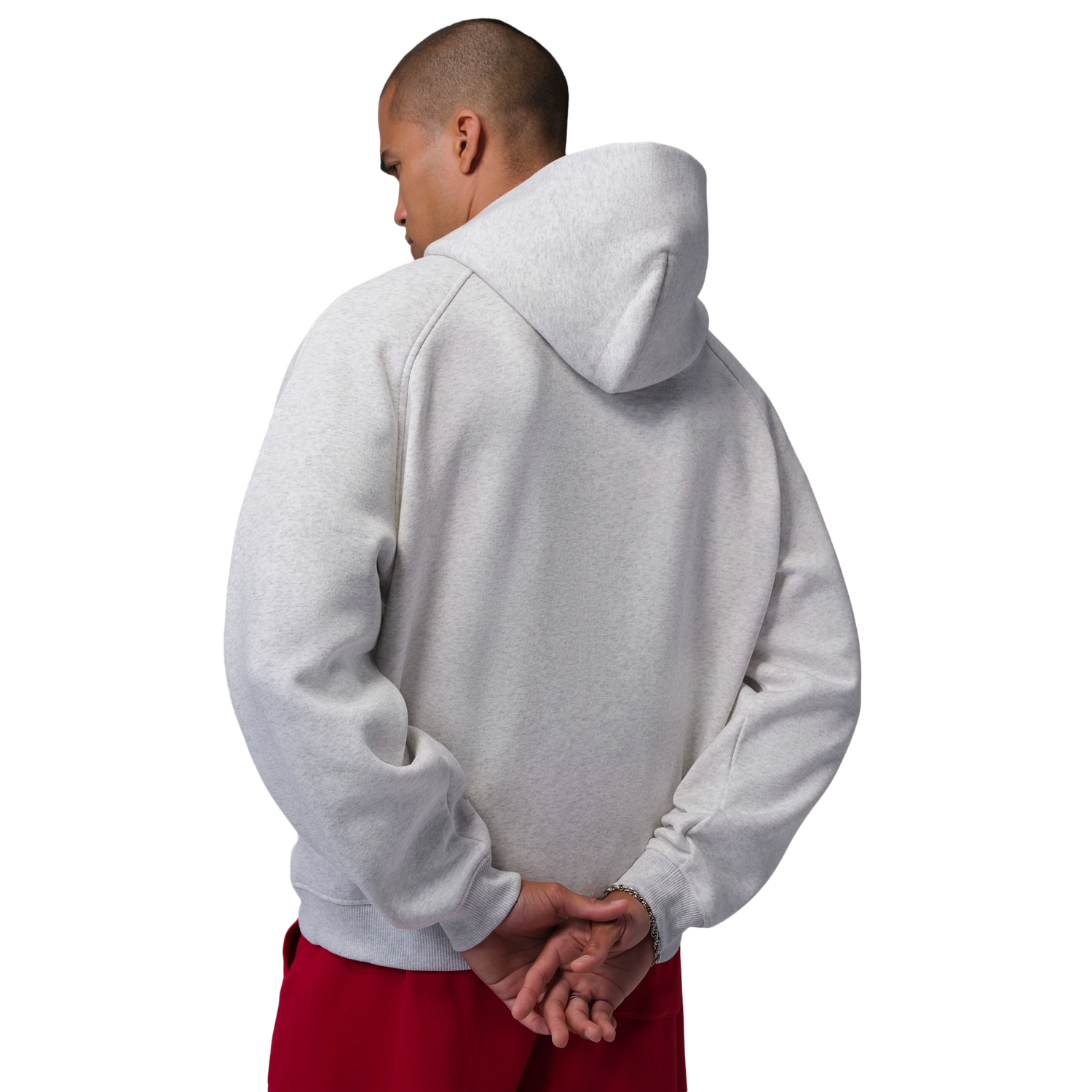 Jordan Brooklyn Graphic Oversize Pullover BB Hoodie - Men's - Gray/Red