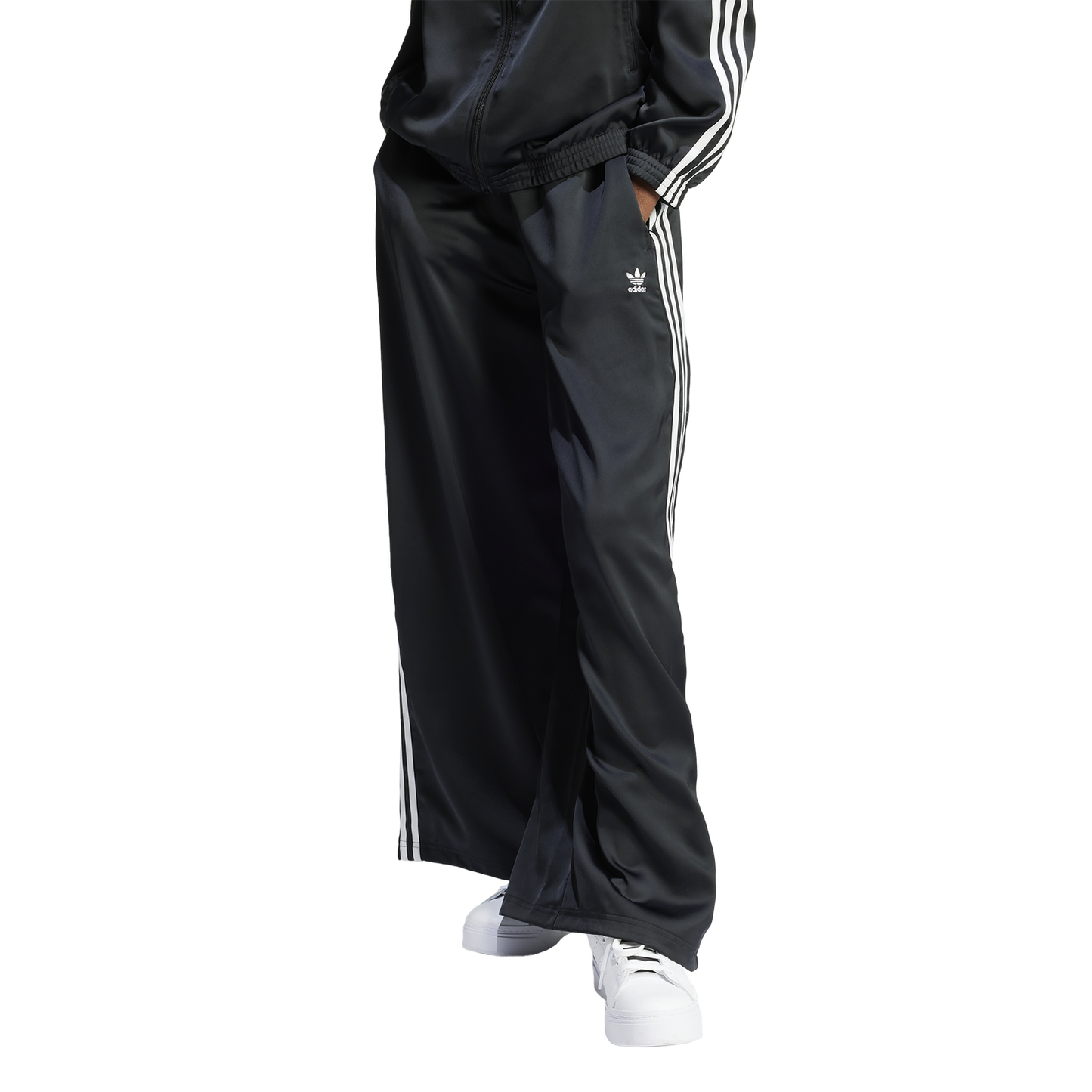 adidas Originals Satin Wide Leg Track Pants - Women's - Black/White