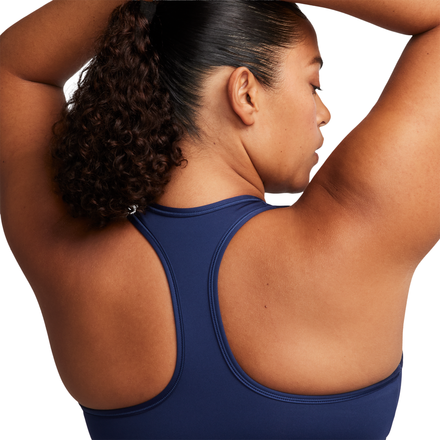 Nike Dri-FIT Swoosh Medium Support Bra - Women's - White/Midnight Navy