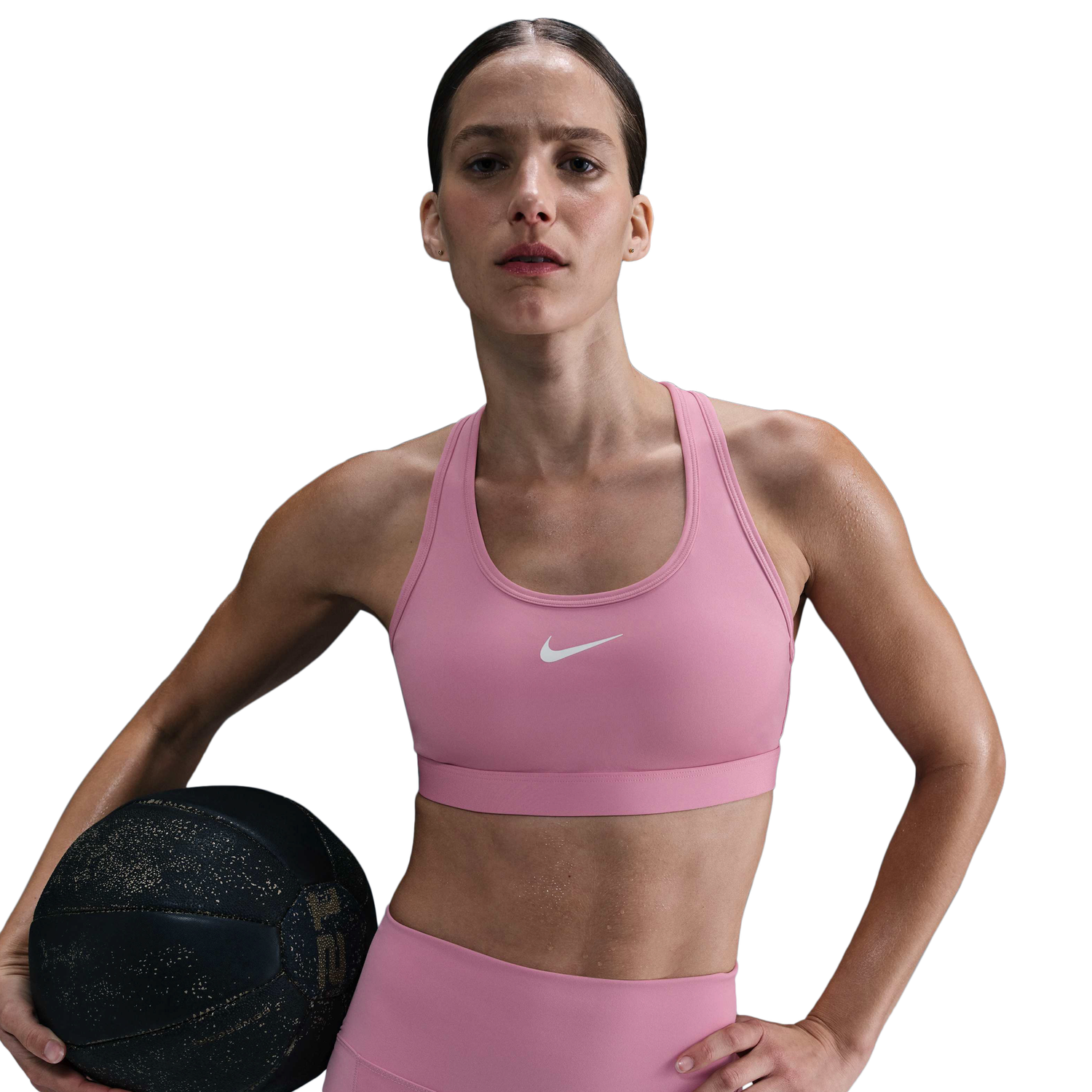 Nike Dri-FIT Swoosh Medium Support Bra - Women's - Elemental Pink/White