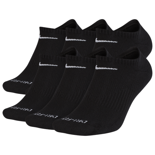 Nike 6 Pack Dri-FIT Plus No Show Socks - Men's - Black/White