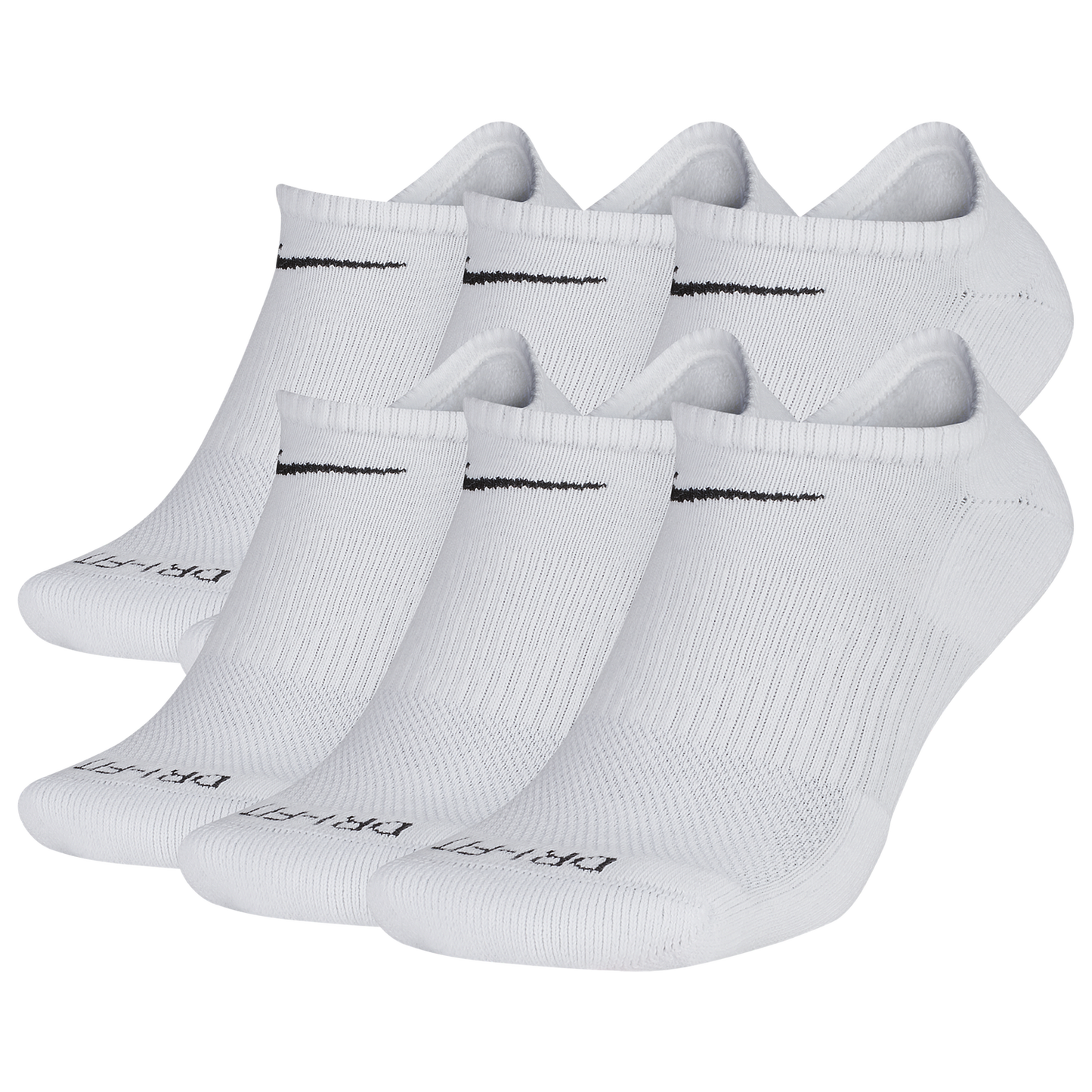 Nike 6 Pack Dri-FIT Plus No Show Socks - Men's - Black/White (X6898100)