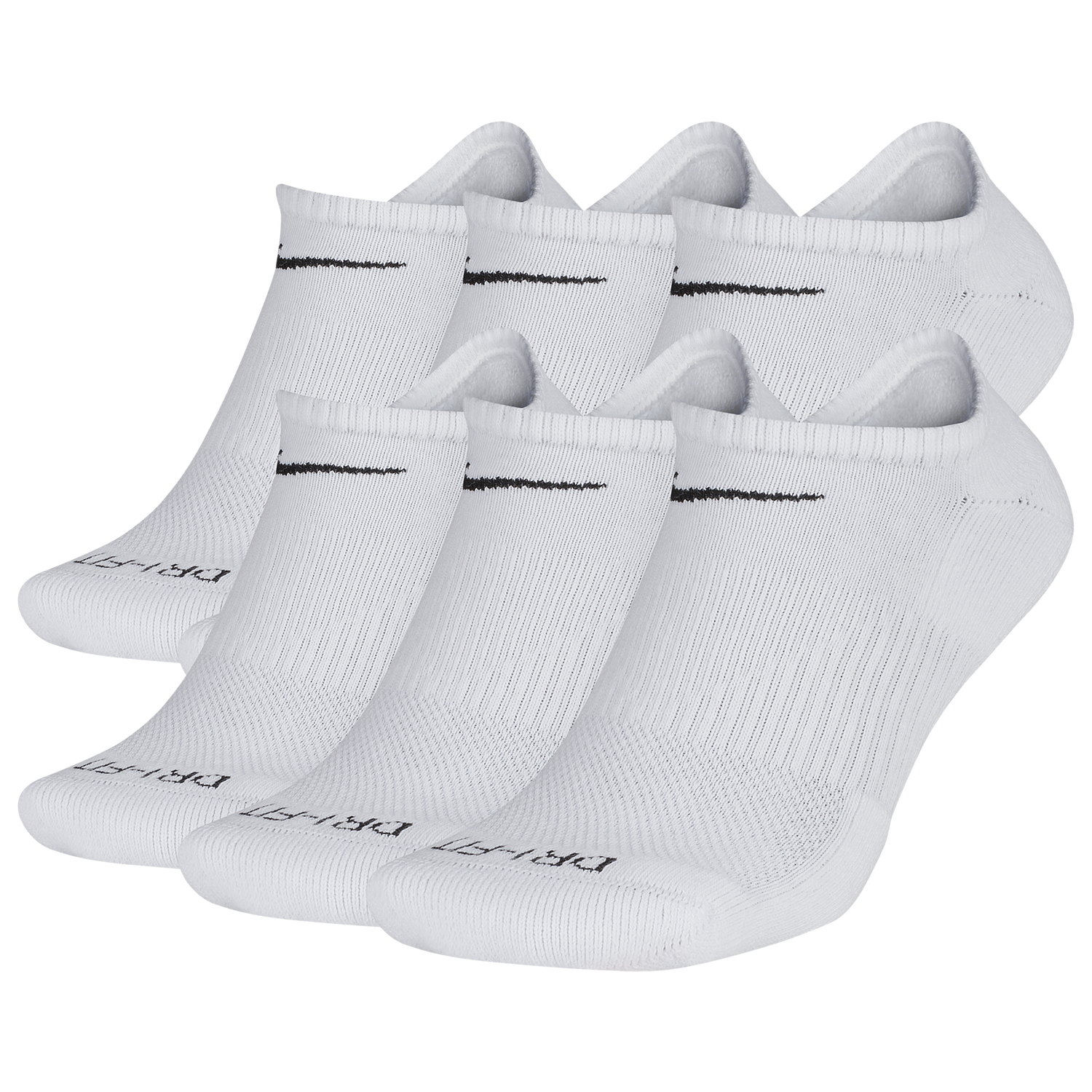 Nike 6 Pack Dri-FIT Plus No Show Socks - Men's - Black/White (X6898100)