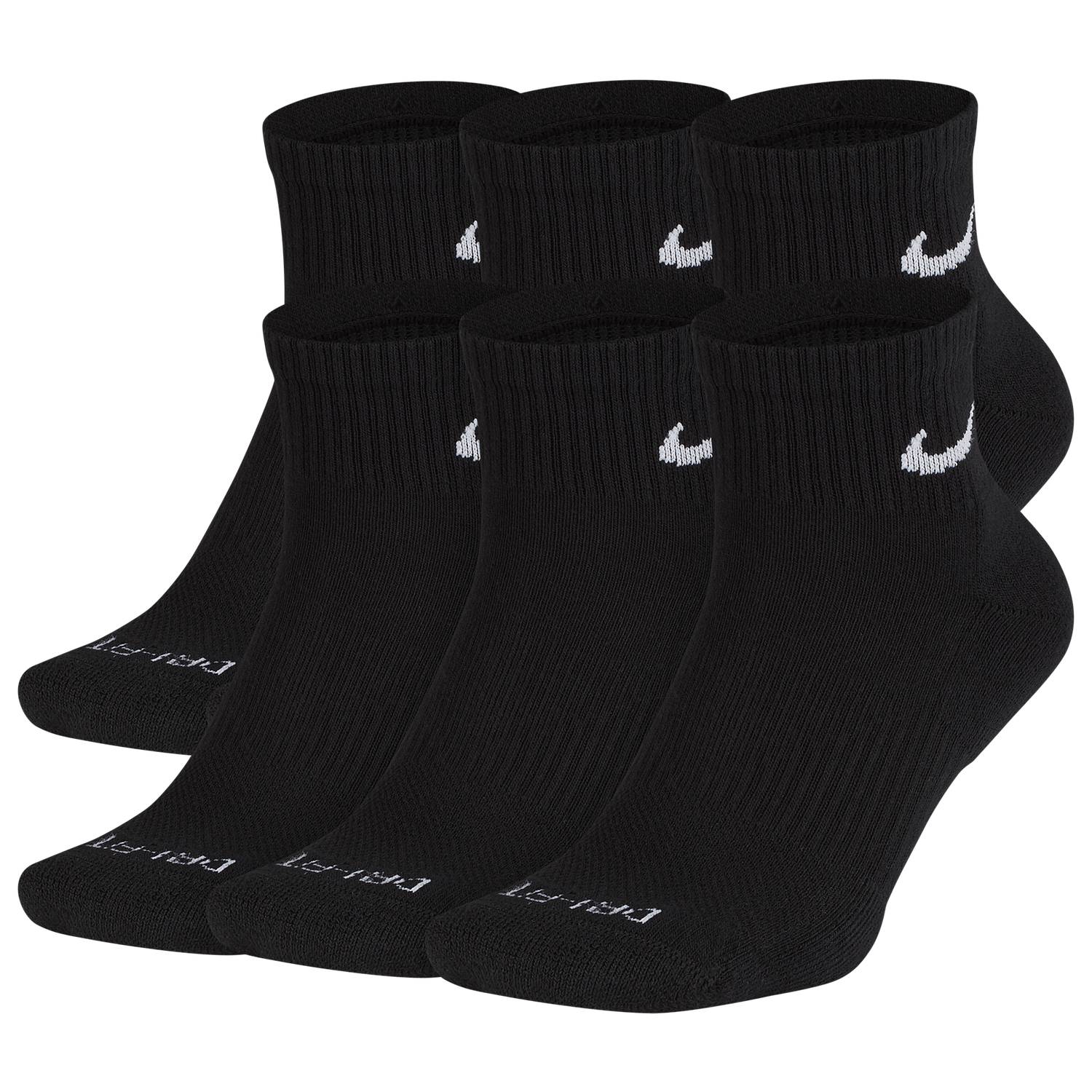 Nike 6 Pack Dri-FIT Plus Quarter Socks - Men's - Black/White
