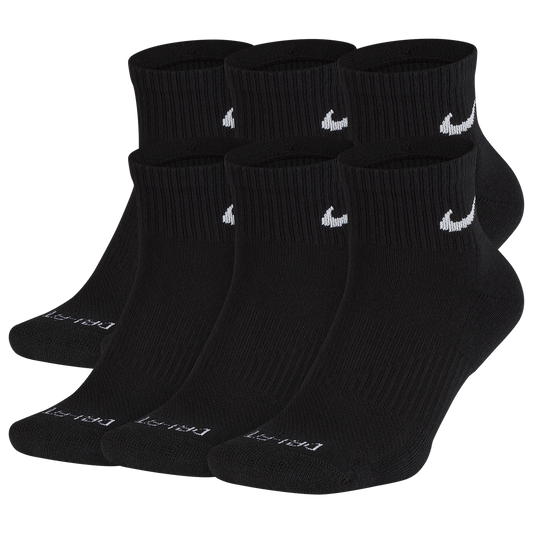 Nike 6 Pack Dri-FIT Plus Quarter Socks - Men's - Black/White