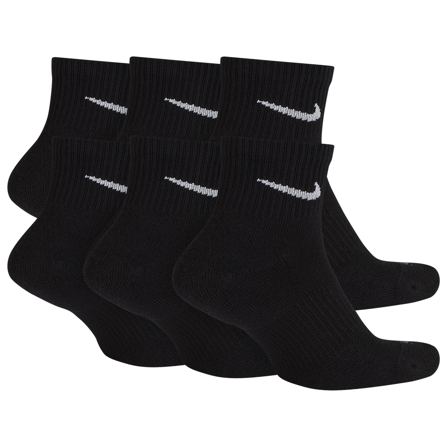 Nike 6 Pack Dri-FIT Plus Quarter Socks - Men's - Black/White