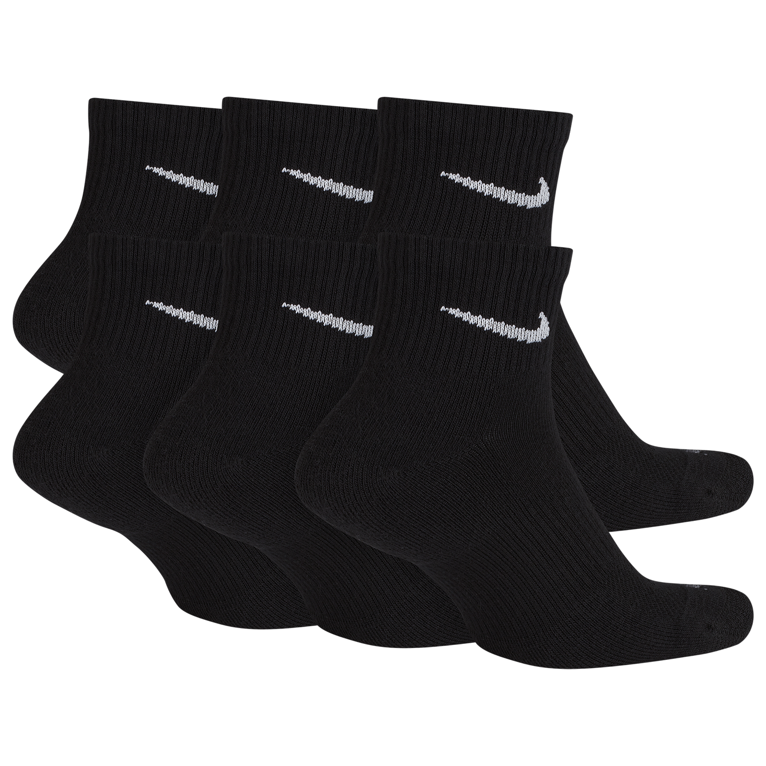 Nike 6 Pack Dri-FIT Plus Quarter Socks - Men's - Black/White