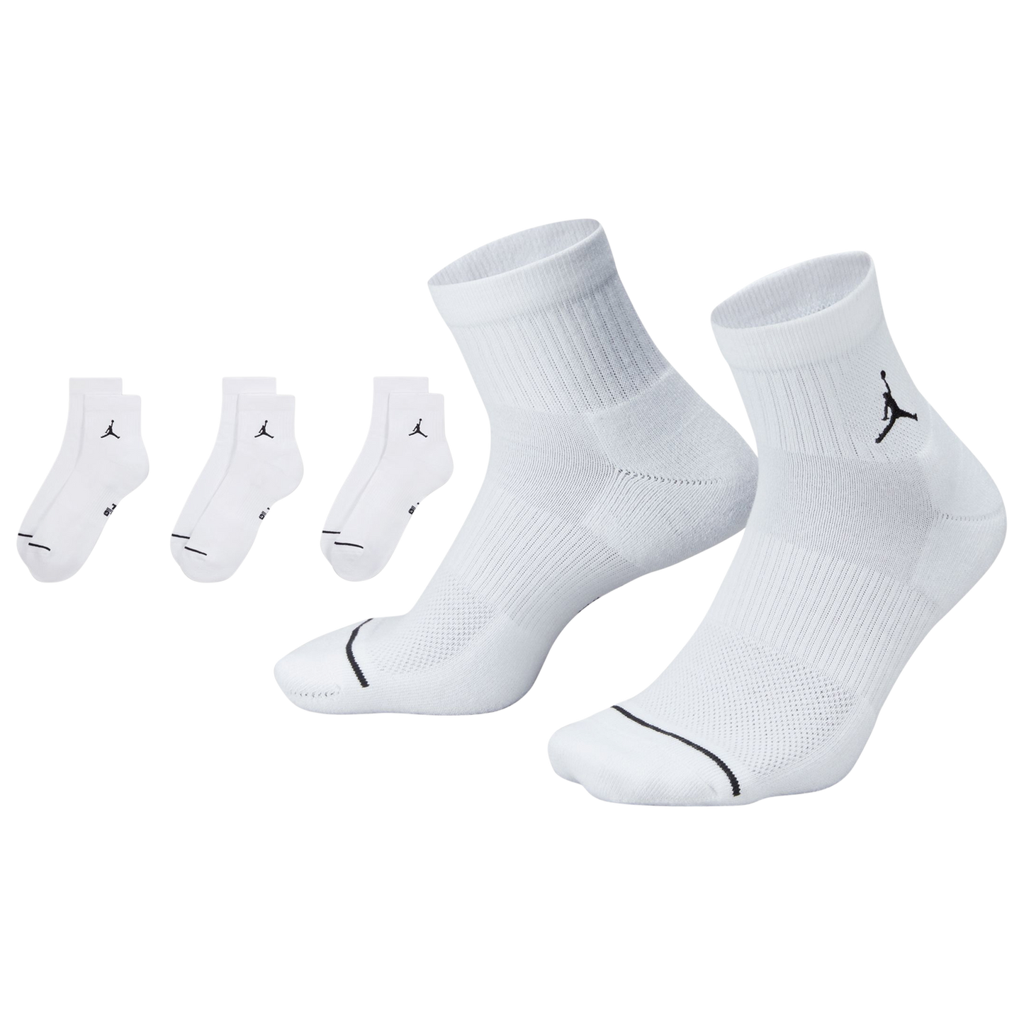 Jordan Every Day Cushioned Ankle 3 Pack - Men's - Black/White