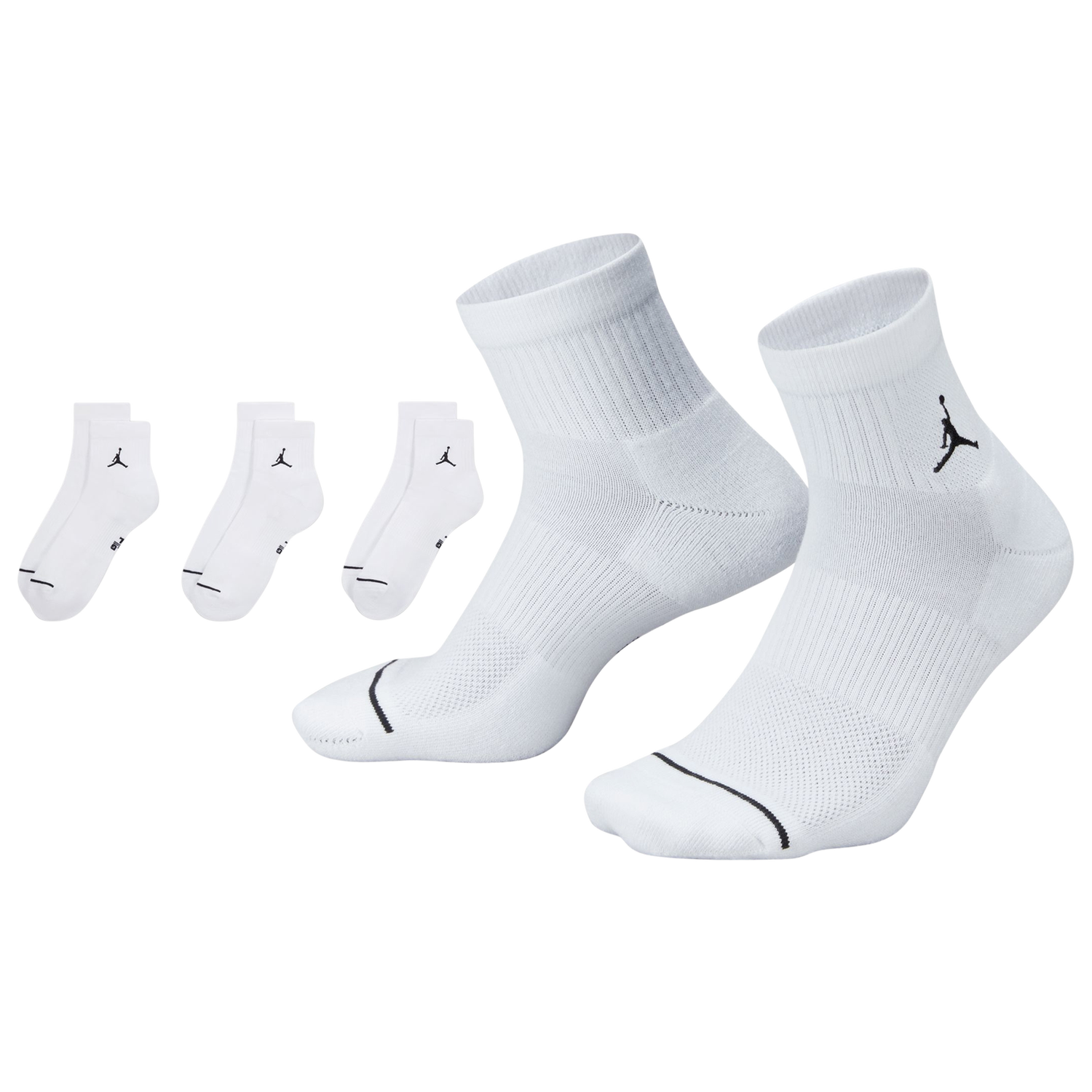Jordan Every Day Cushioned Ankle 3 Pack - Men's - Black/White