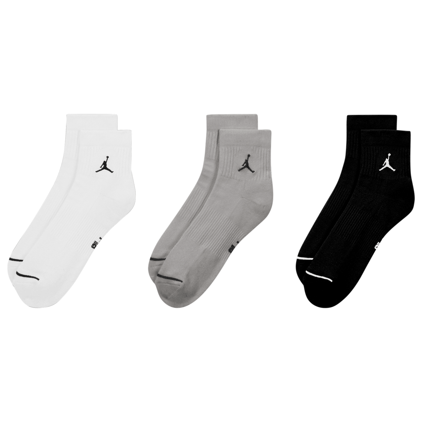 Jordan Every Day Cushioned Ankle 3 Pack - Men's - White/Grey