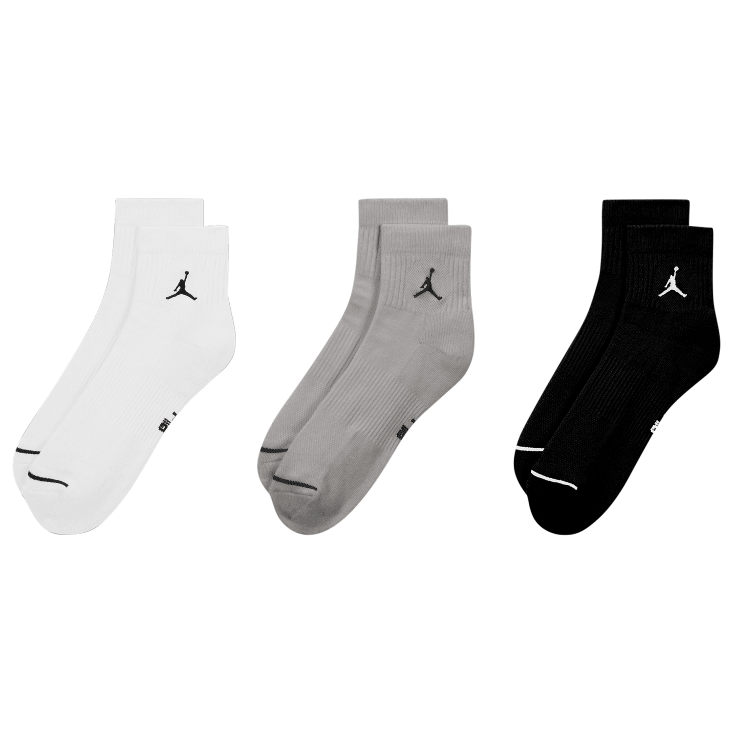 Jordan Every Day Cushioned Ankle 3 Pack - Men's - White/Grey