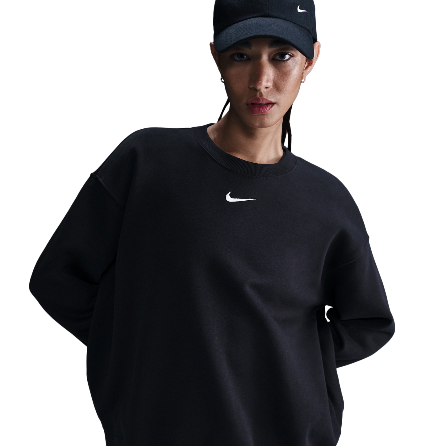 Nike NSW Phoenix Fleece OS Long Crew - Women's - Black/Sail