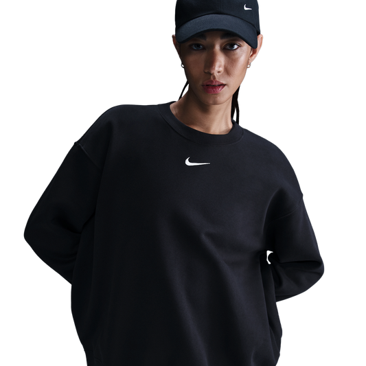 Nike NSW Phoenix Fleece OS Long Crew - Women's - Black/Sail