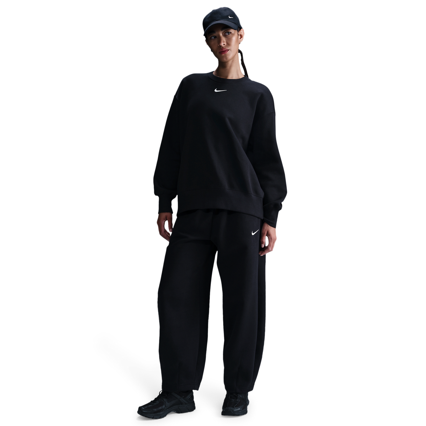 Nike NSW Phoenix Fleece OS Long Crew - Women's - Black/Sail