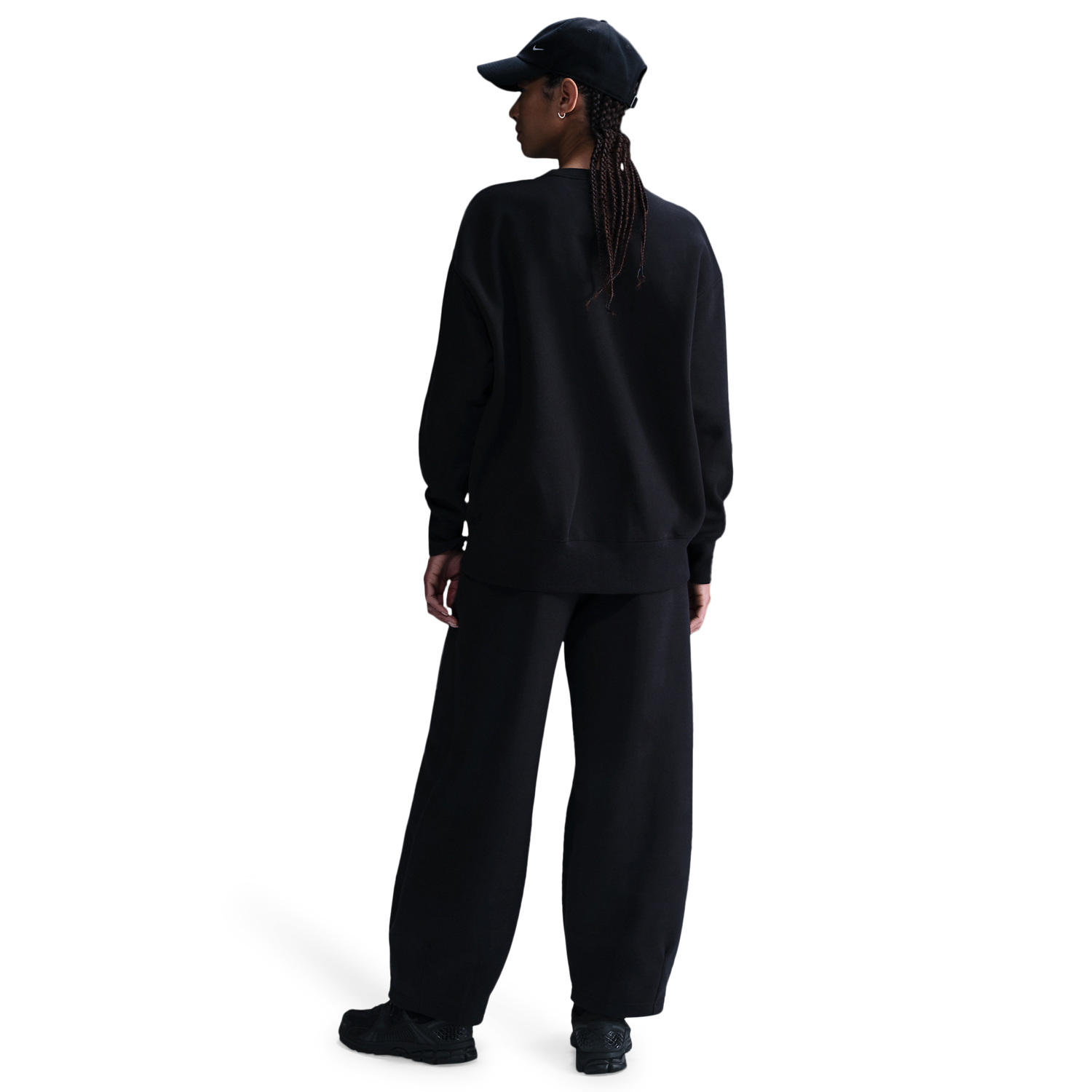 Nike NSW Phoenix Fleece OS Long Crew - Women's - Black/Sail