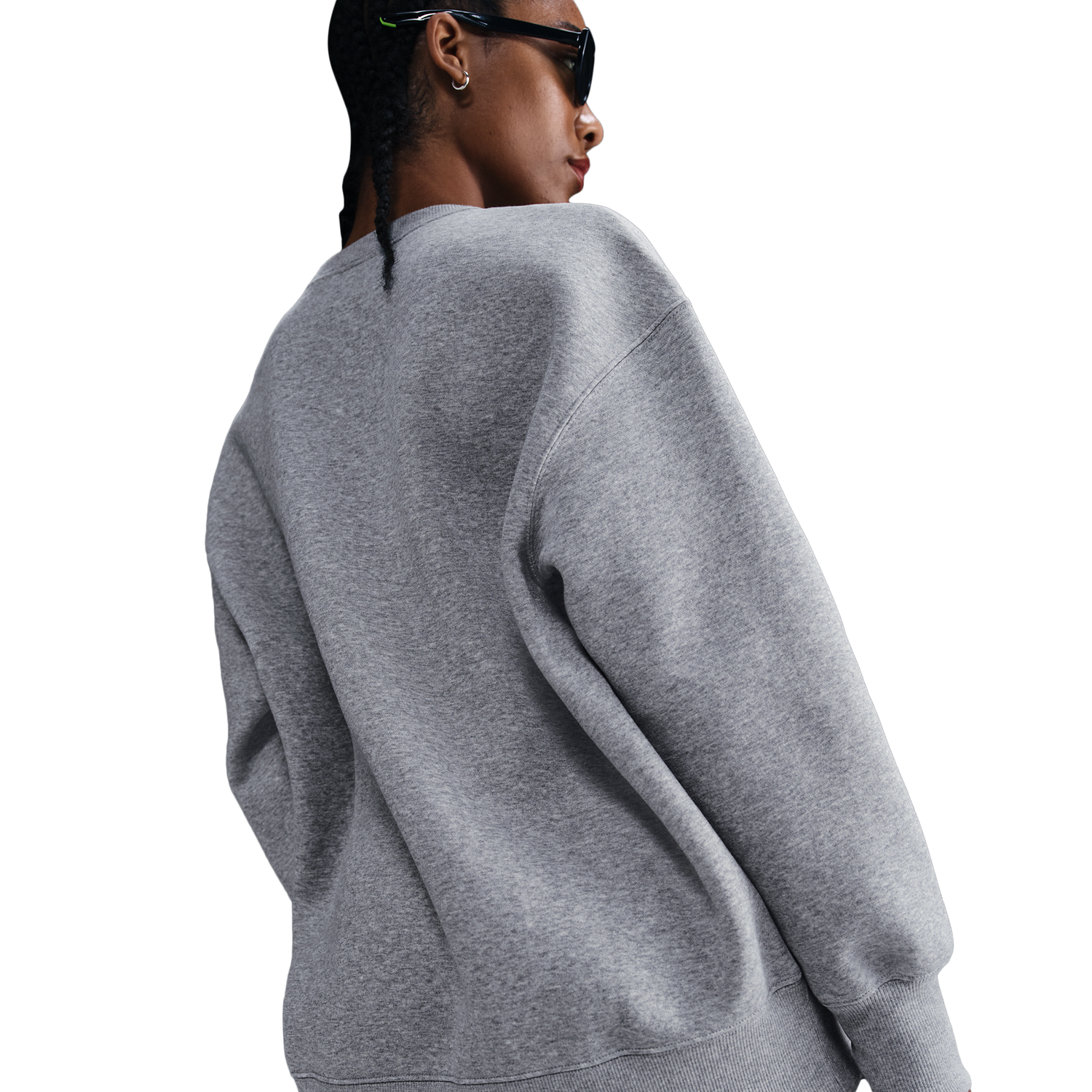 Nike NSW Phoenix Fleece OS Long Crew - Women's - Dk Grey Heather/Sail