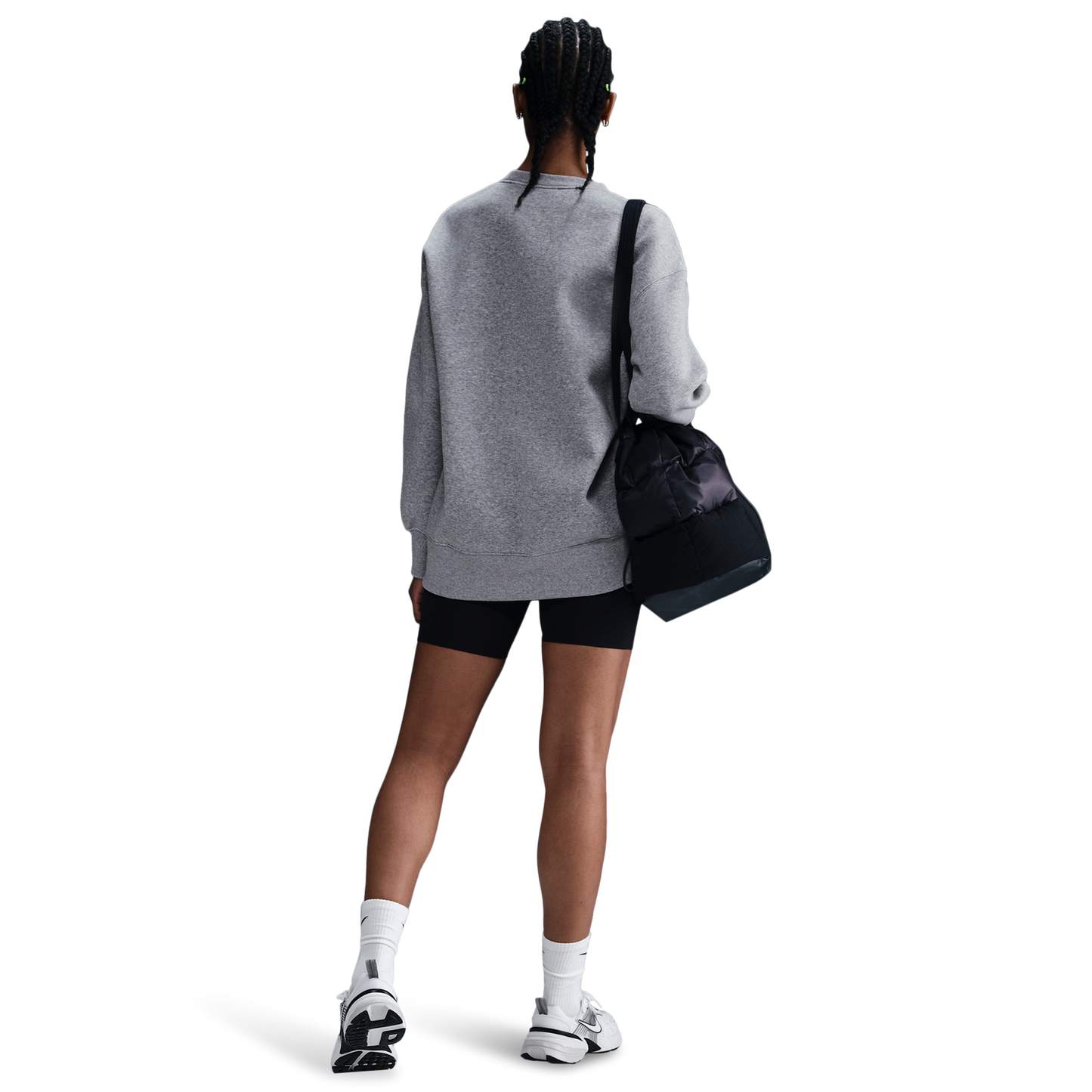 Nike NSW Phoenix Fleece OS Long Crew - Women's - Dk Grey Heather/Sail