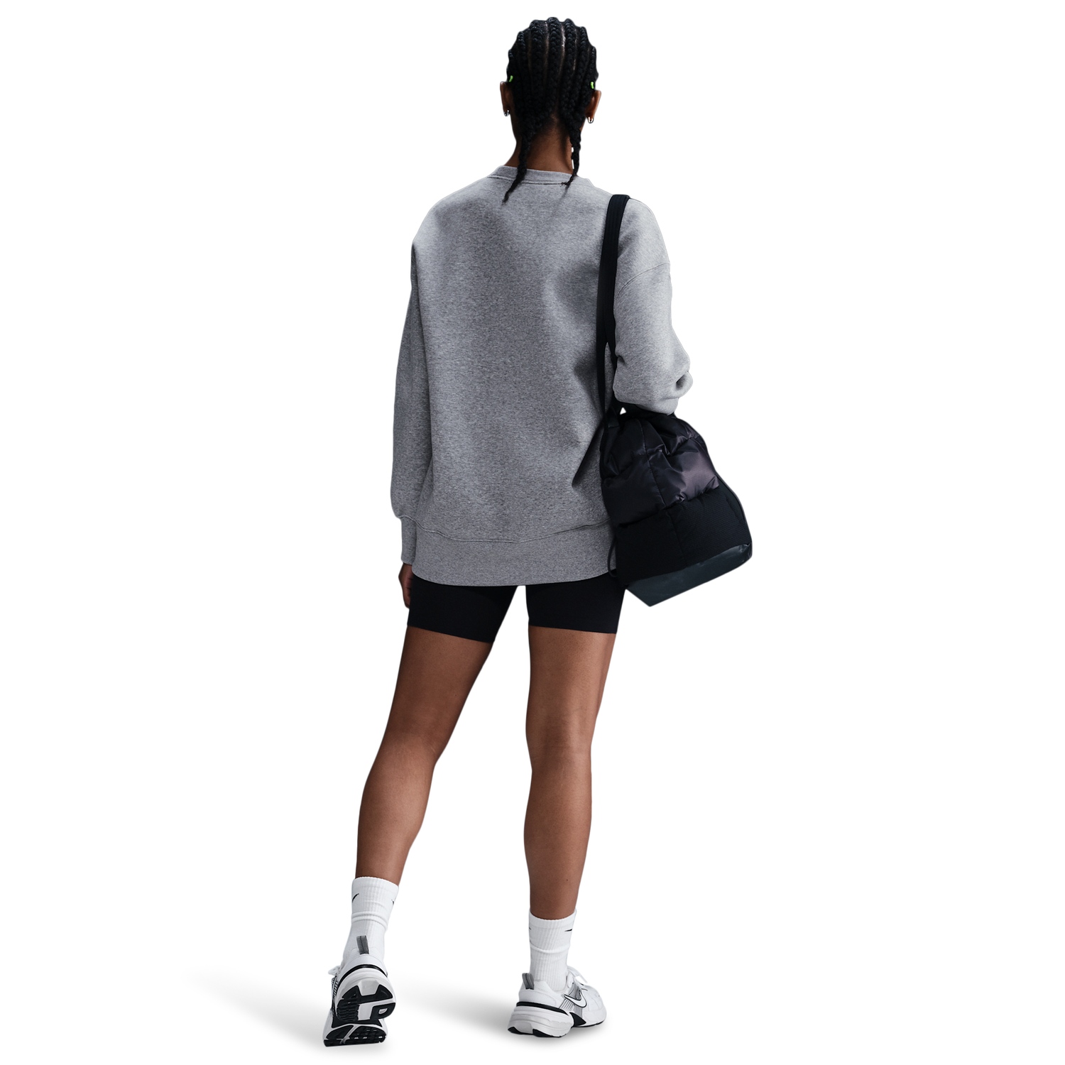 Nike NSW Phoenix Fleece OS Long Crew - Women's - Dk Grey Heather/Sail