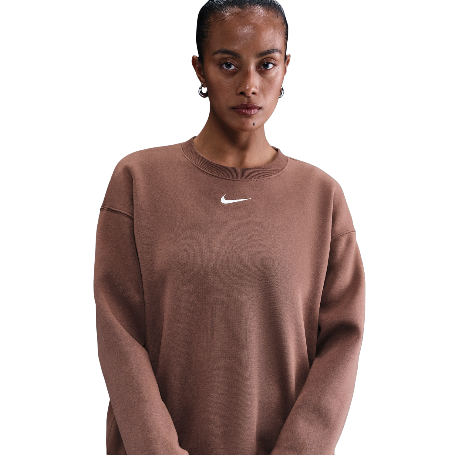 Nike NSW Phoenix Fleece OS Long Crew - Women's - Fauna Brown/Sail