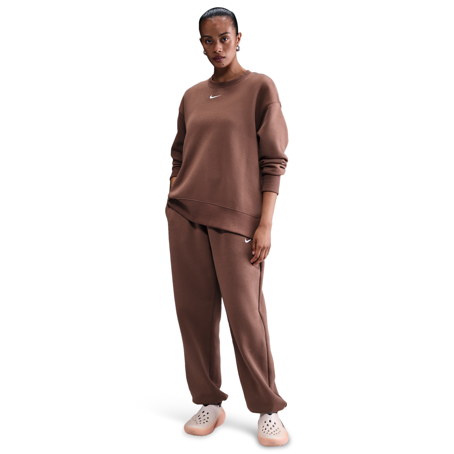 Nike NSW Phoenix Fleece OS Long Crew - Women's - Fauna Brown/Sail