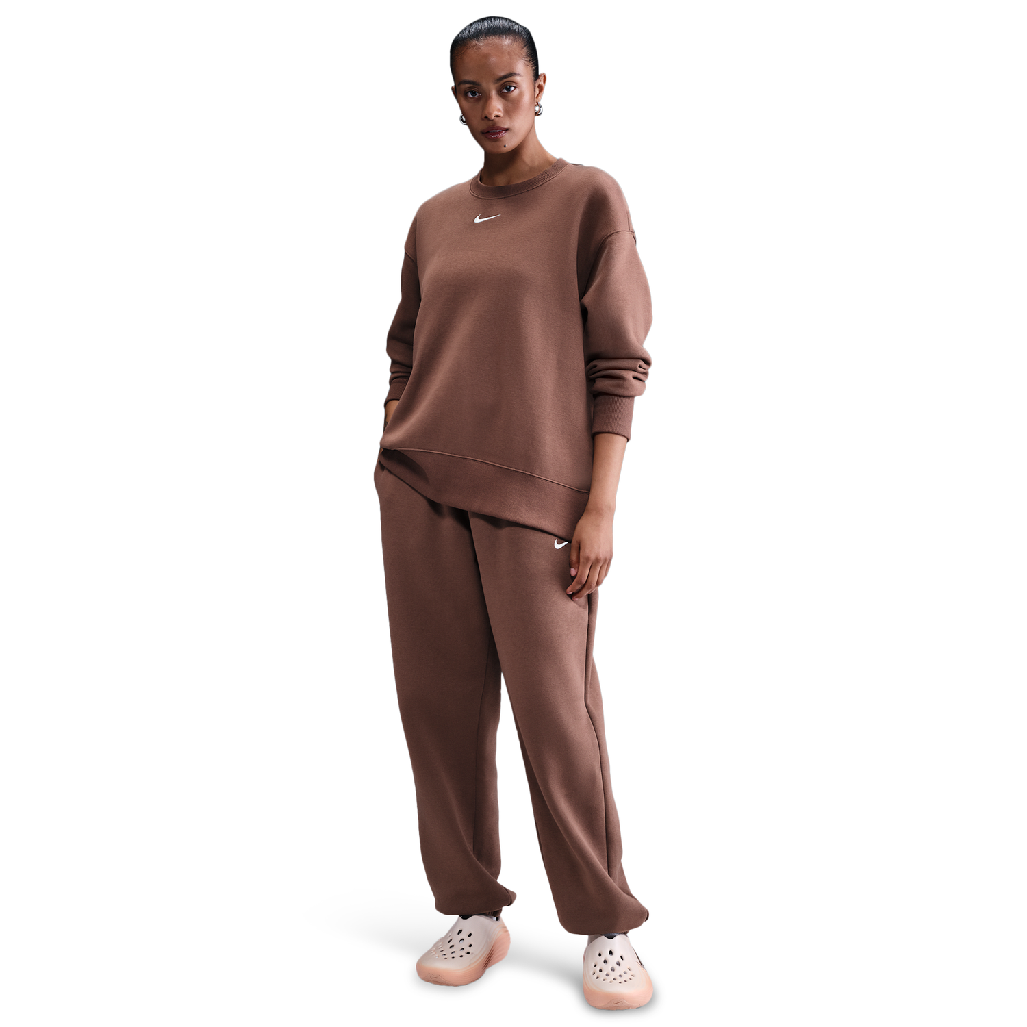 Nike NSW Phoenix Fleece OS Long Crew - Women's - Fauna Brown/Sail