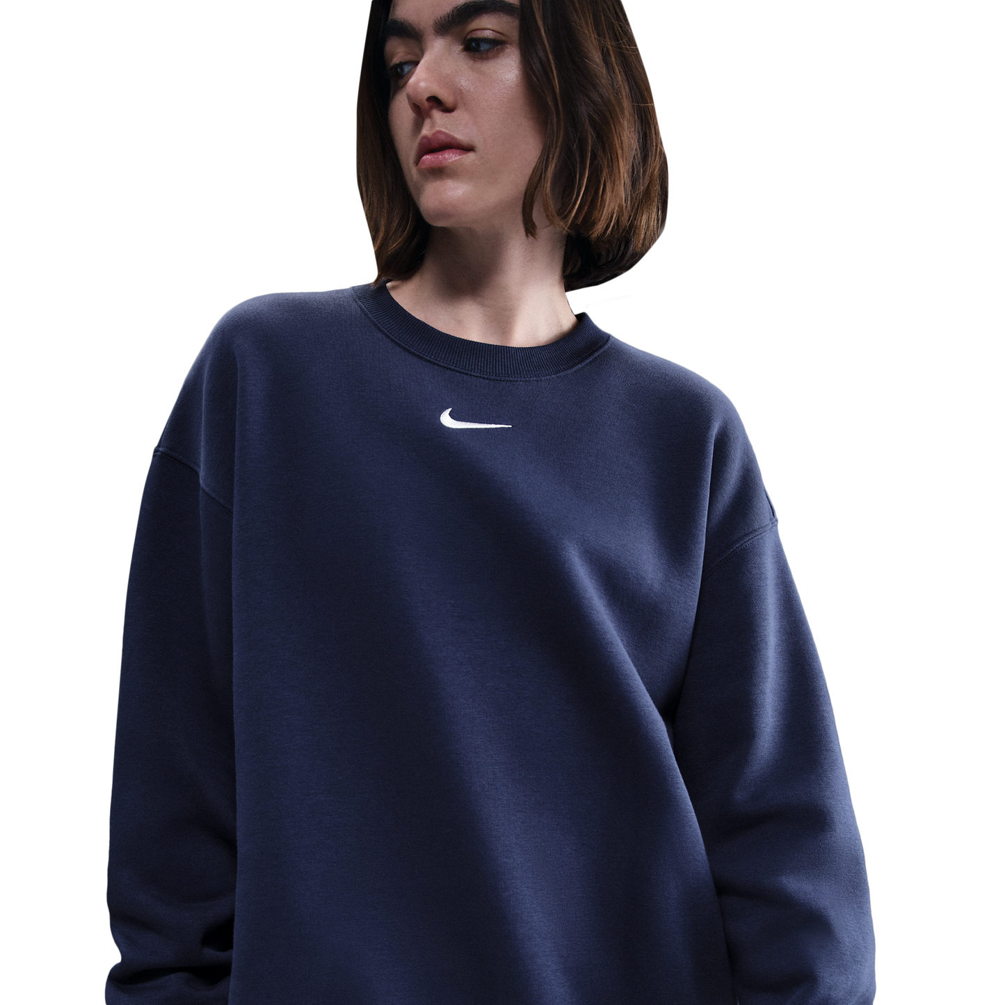 Nike NSW Phoenix Fleece OS Long Crew - Women's - Sail/Midnight Navy