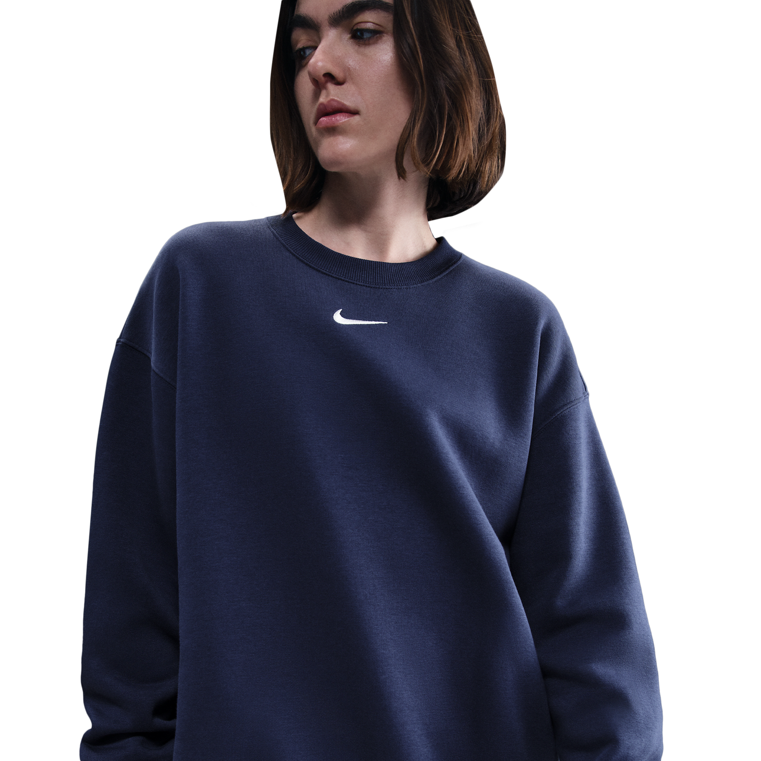 Nike NSW Phoenix Fleece OS Long Crew - Women's - Sail/Midnight Navy