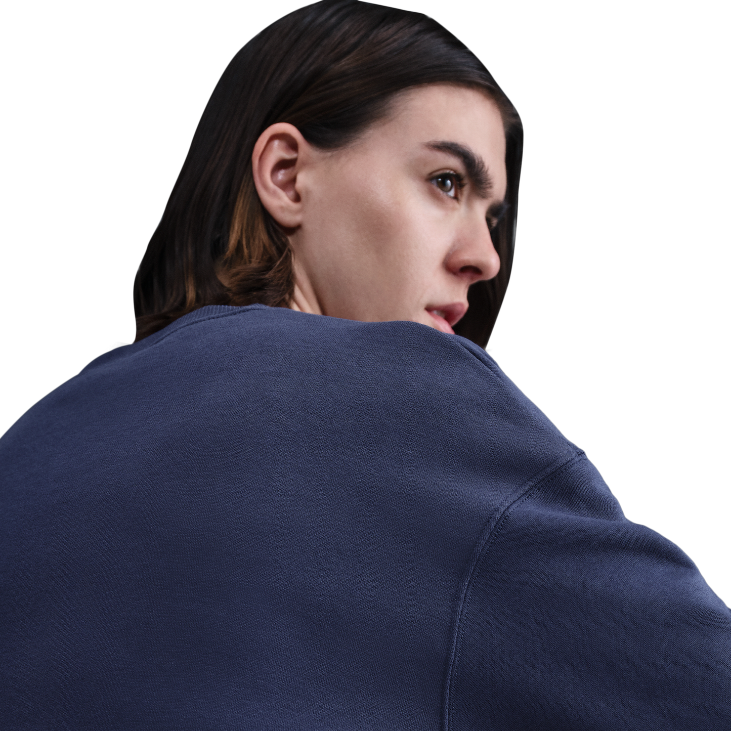 Nike NSW Phoenix Fleece OS Long Crew - Women's - Sail/Midnight Navy