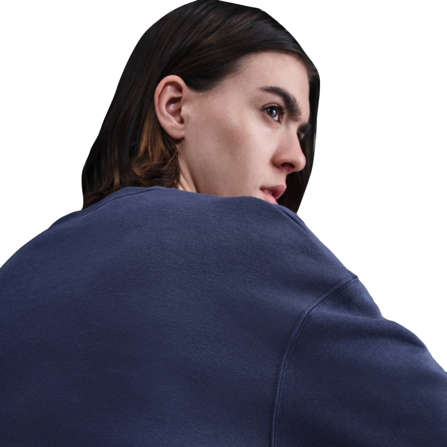 Nike NSW Phoenix Fleece OS Long Crew - Women's - Sail/Midnight Navy