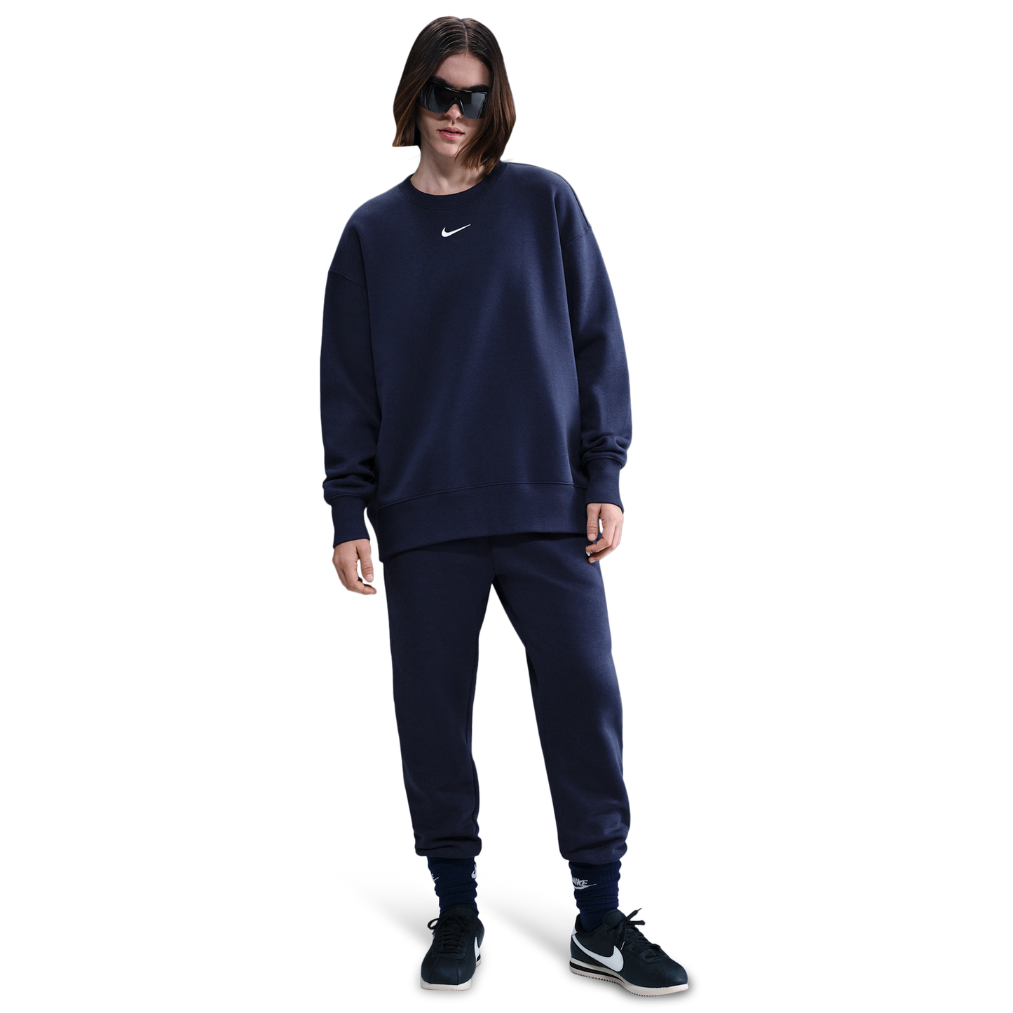 Nike NSW Phoenix Fleece OS Long Crew - Women's - Sail/Midnight Navy