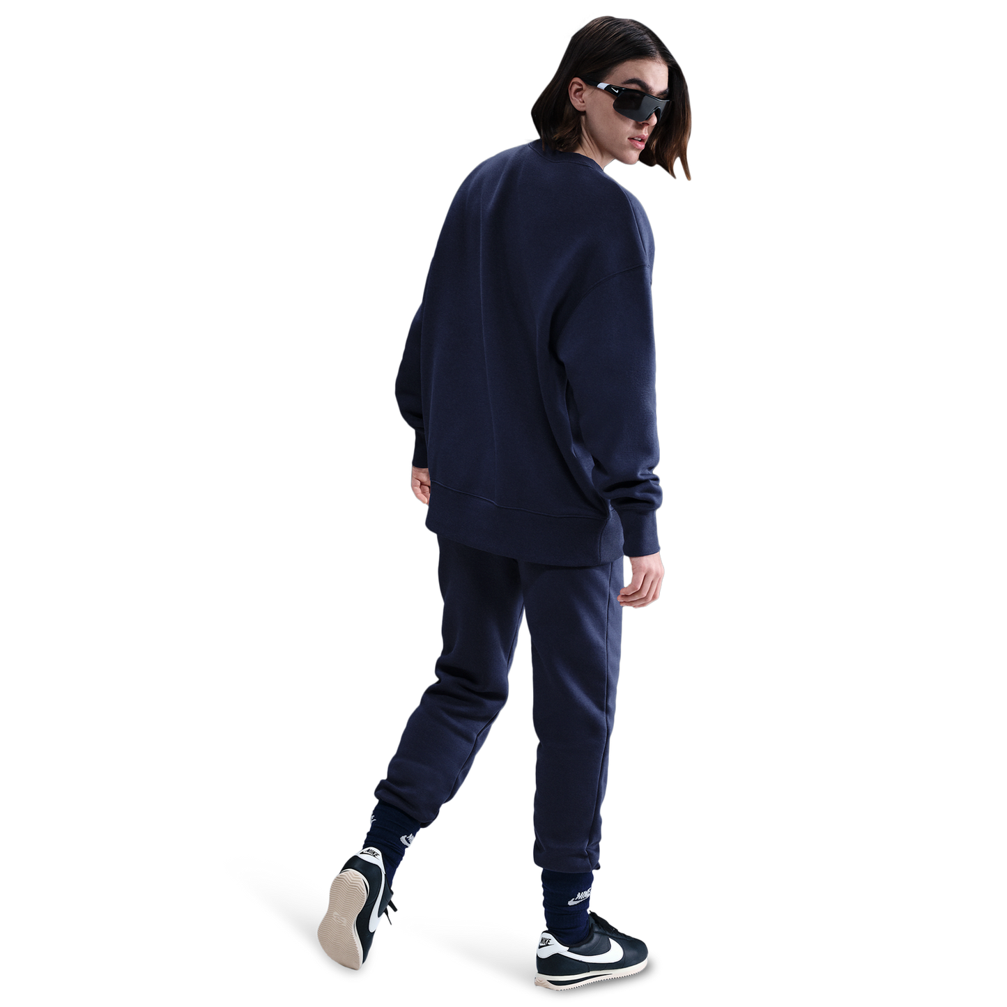 Nike NSW Phoenix Fleece OS Long Crew - Women's - Sail/Midnight Navy