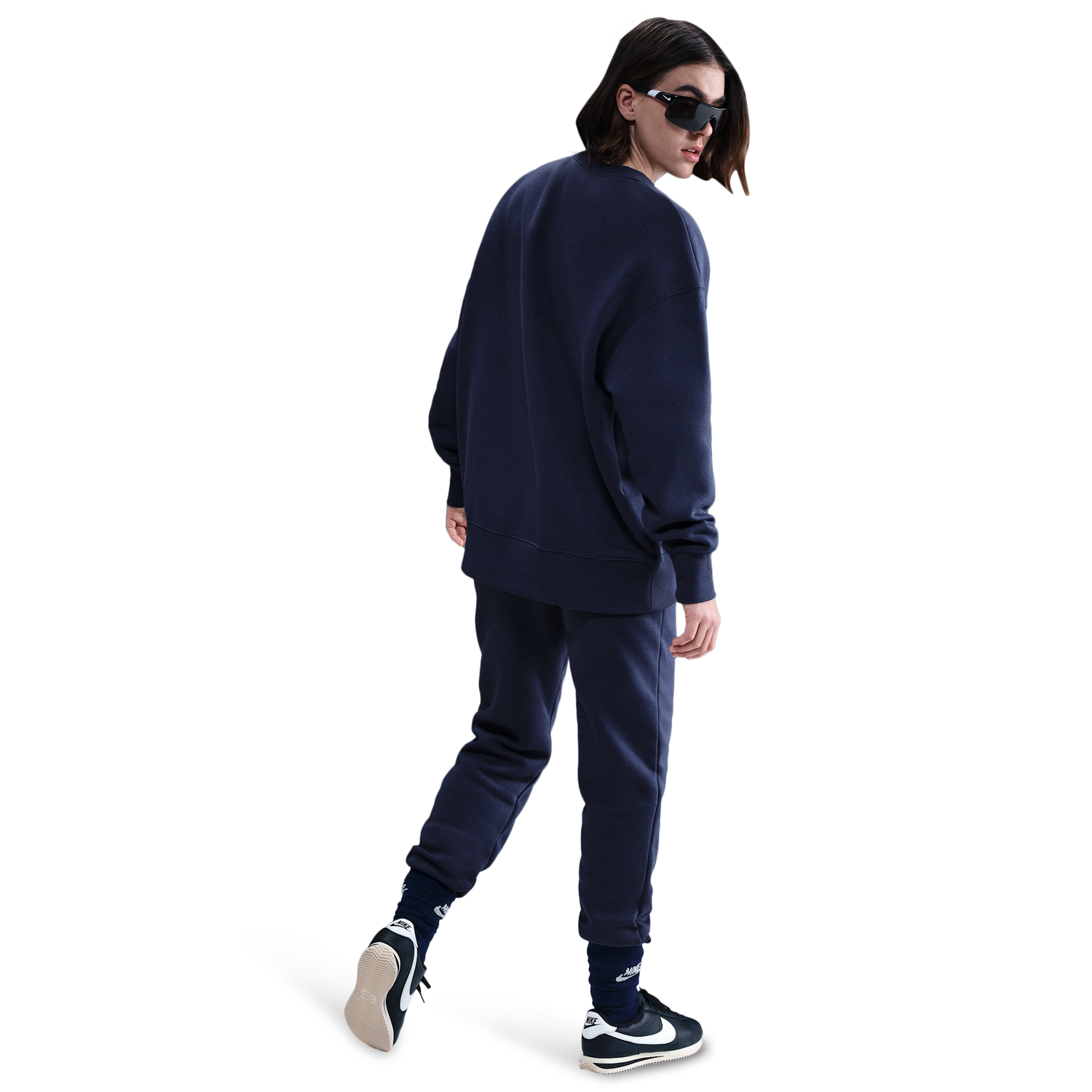 Nike NSW Phoenix Fleece OS Long Crew - Women's - Sail/Midnight Navy