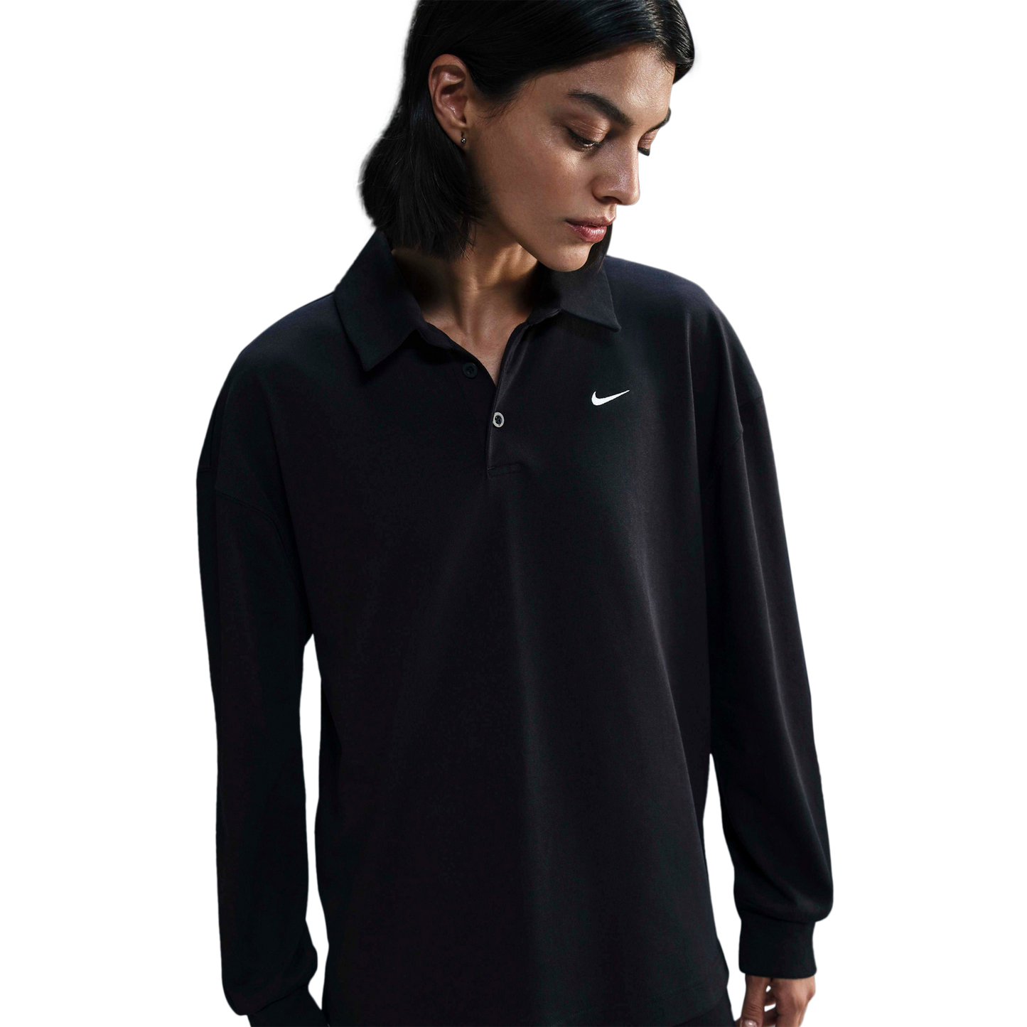 Nike NSW Essential Oversize Long Sleeve Polo - Women's - Black/Sail