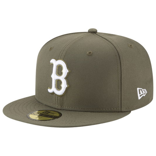 New Era Red Sox 59Fifty Basic Cap - Men's - White/Olive