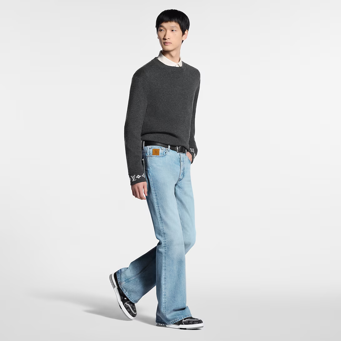 Louis Vuitton Denim & Calf Leather Black Trainer Sneakers