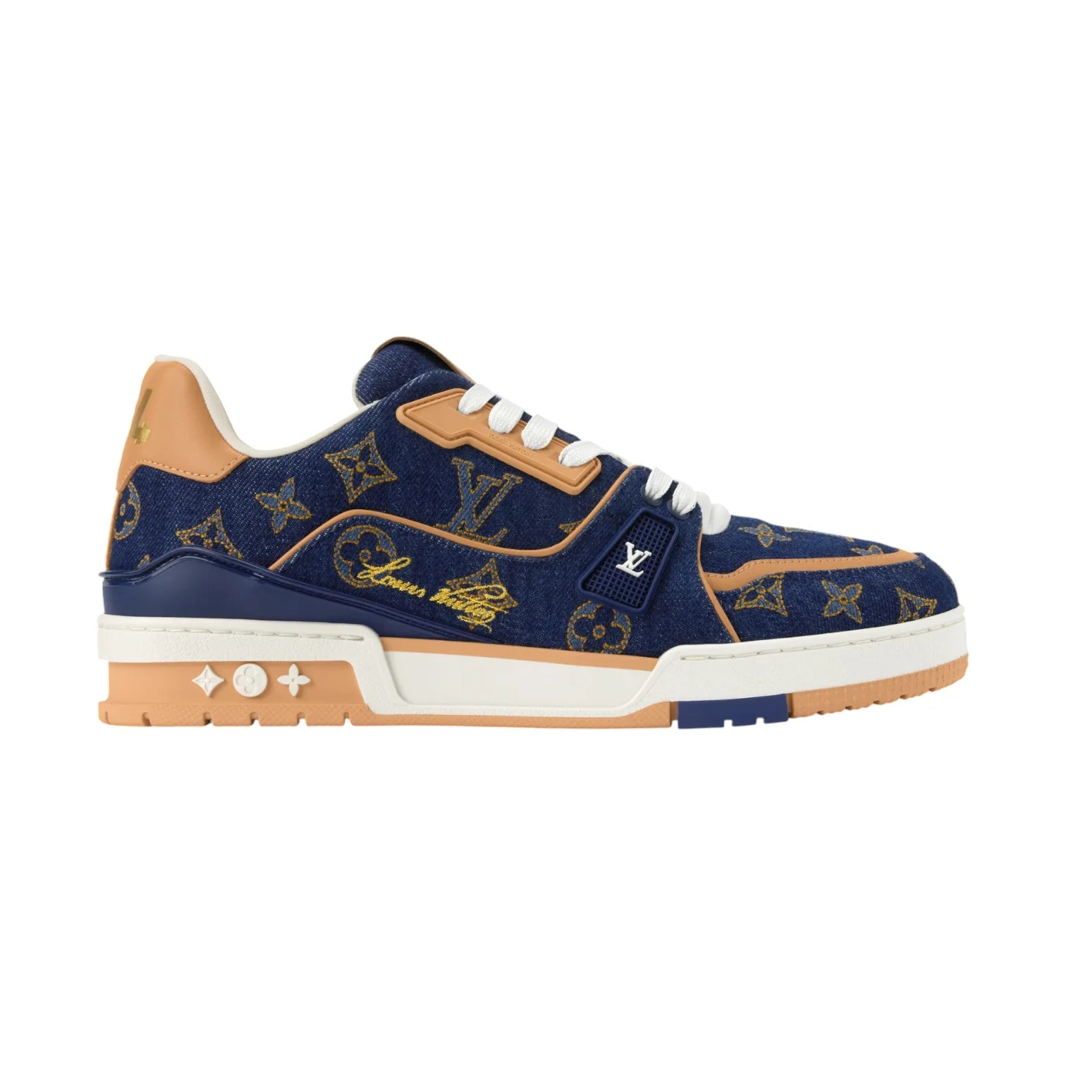 Louis Vuitton Denim & Calf Leather Blue Trainer Sneakers