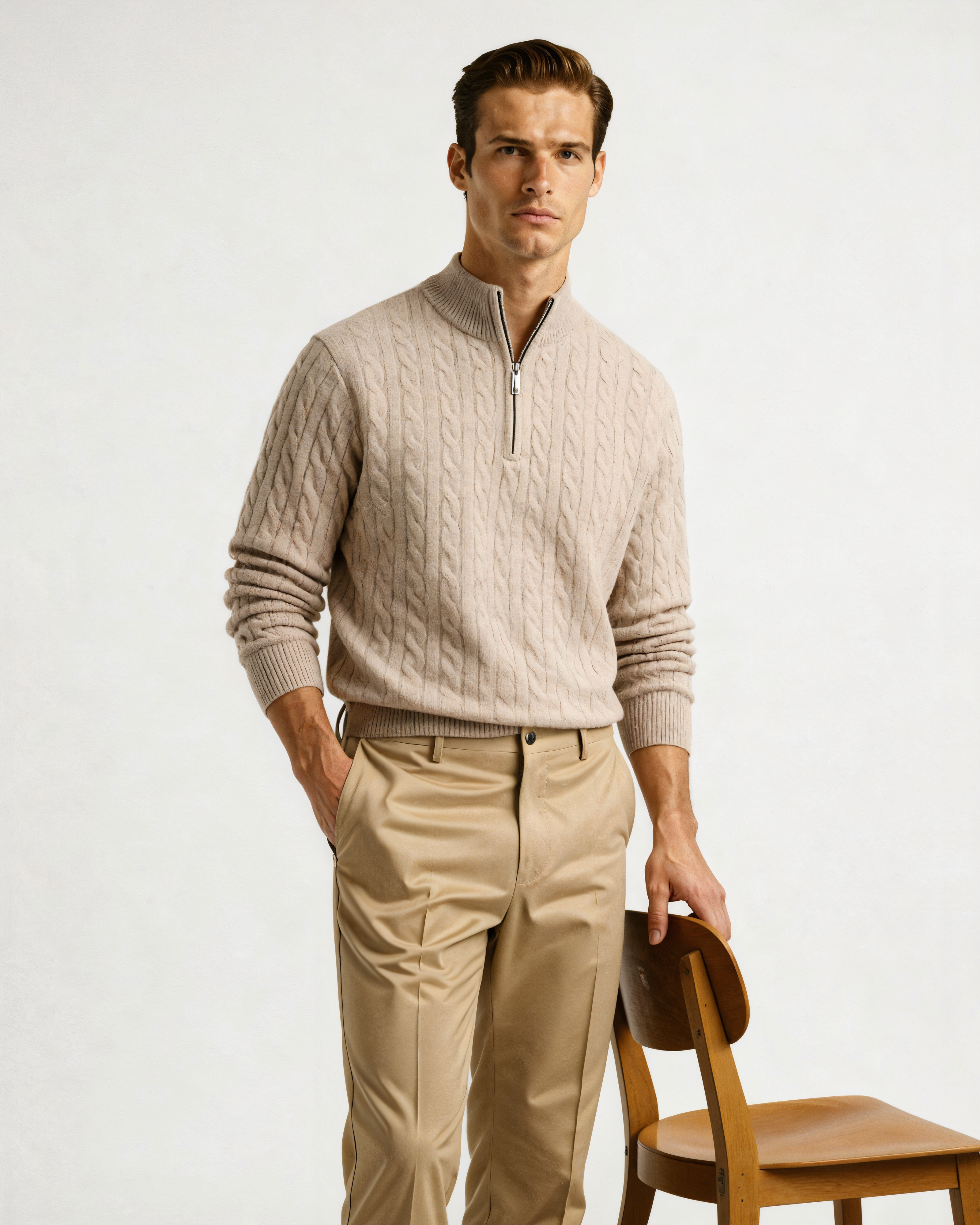 100% Cashmere Woven Half Zip - foto 3