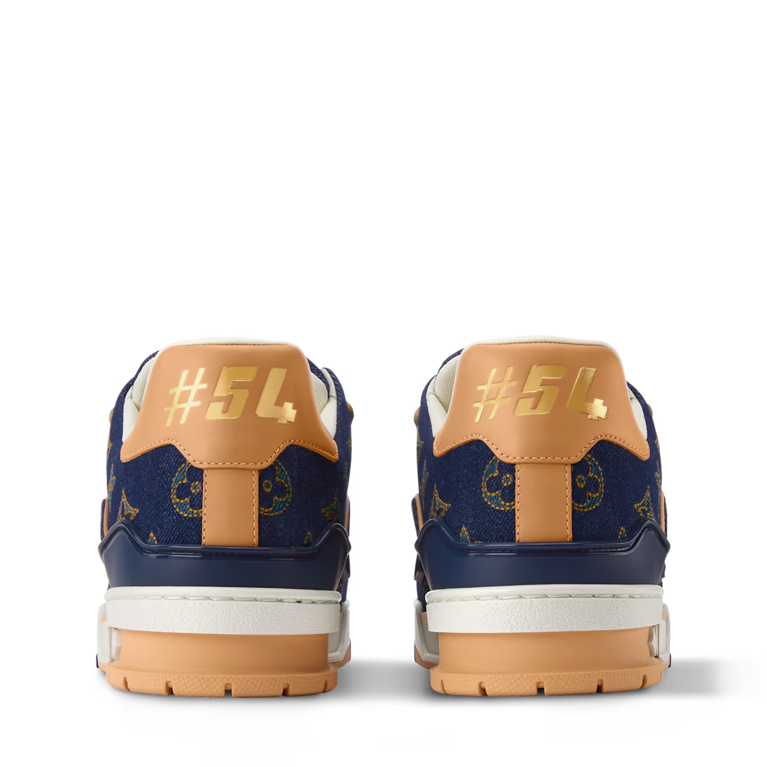 Louis Vuitton Denim & Calf Leather Blue Trainer Sneakers