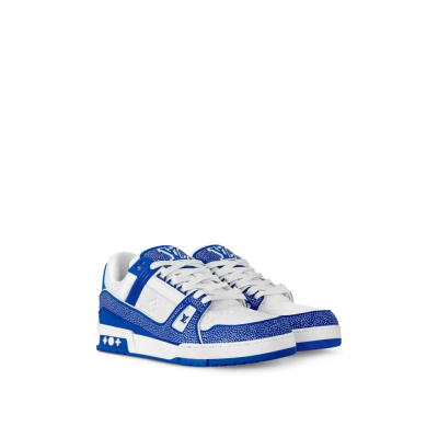 Louis Vuitton LV Trainer Sneaker Denim Monogram Blue Diamond