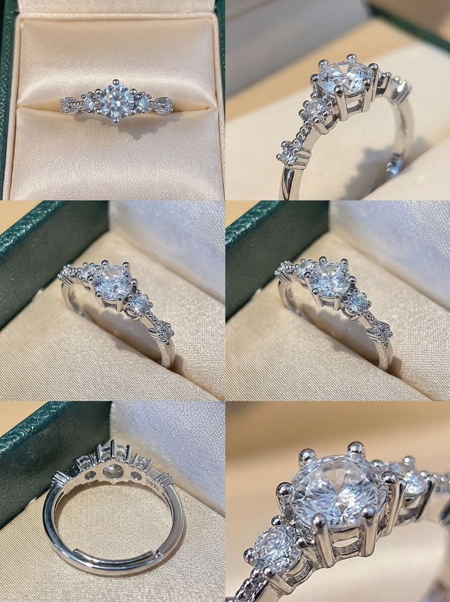 Stunning S925 Sterling Silver rings, set with certified moissanite stones. - foto 4