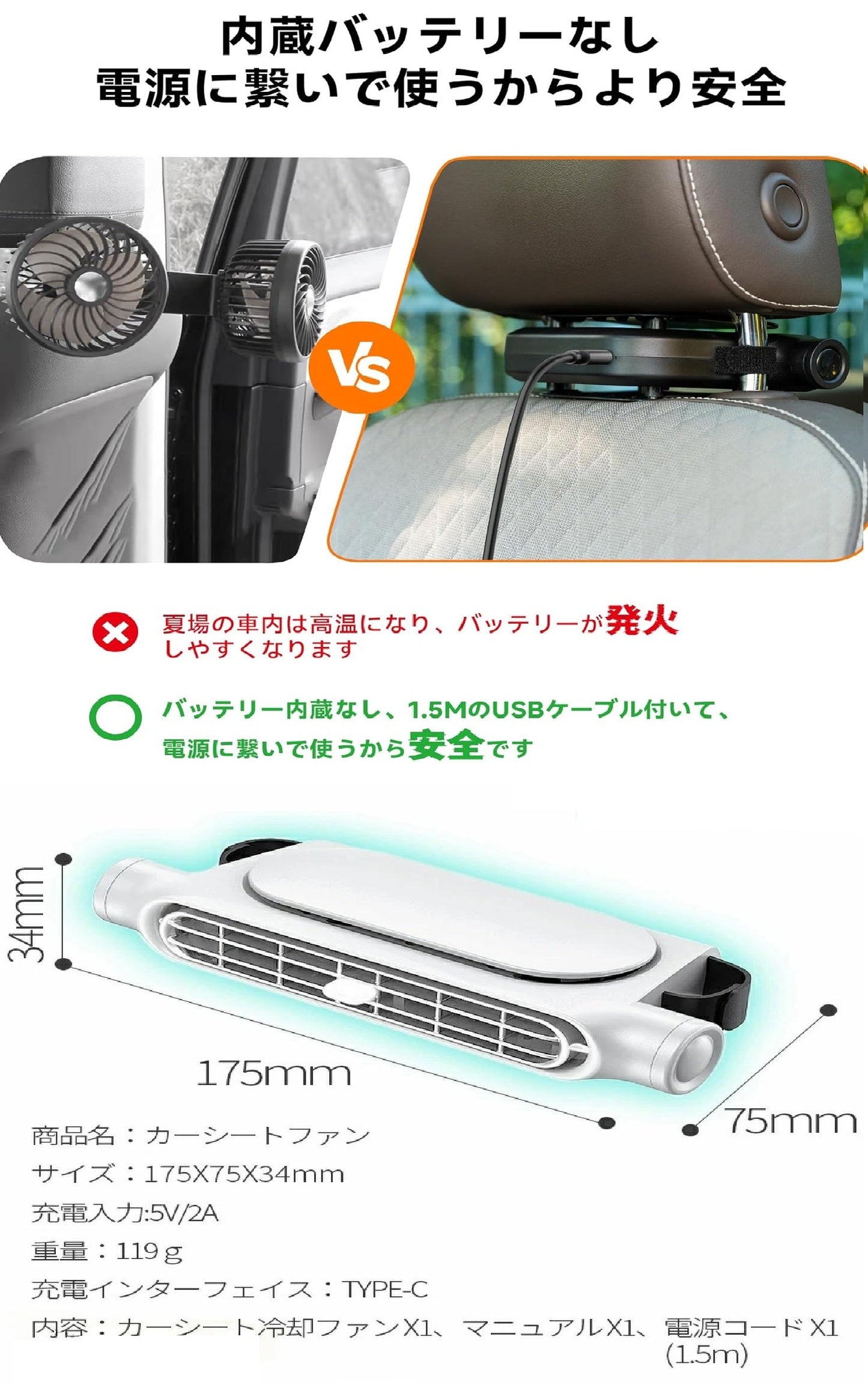 車載シートクーリングファン
