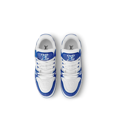 Louis Vuitton LV Trainer Sneaker Denim Monogram Blue Diamond