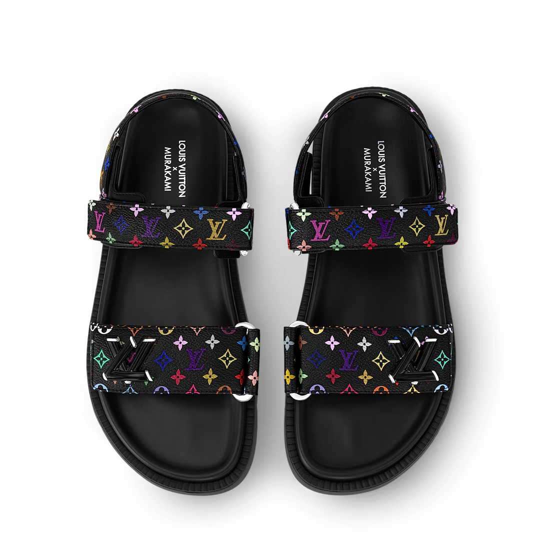 LV x TM LV Sunset Flat Comfort Sandal Black Multicolored